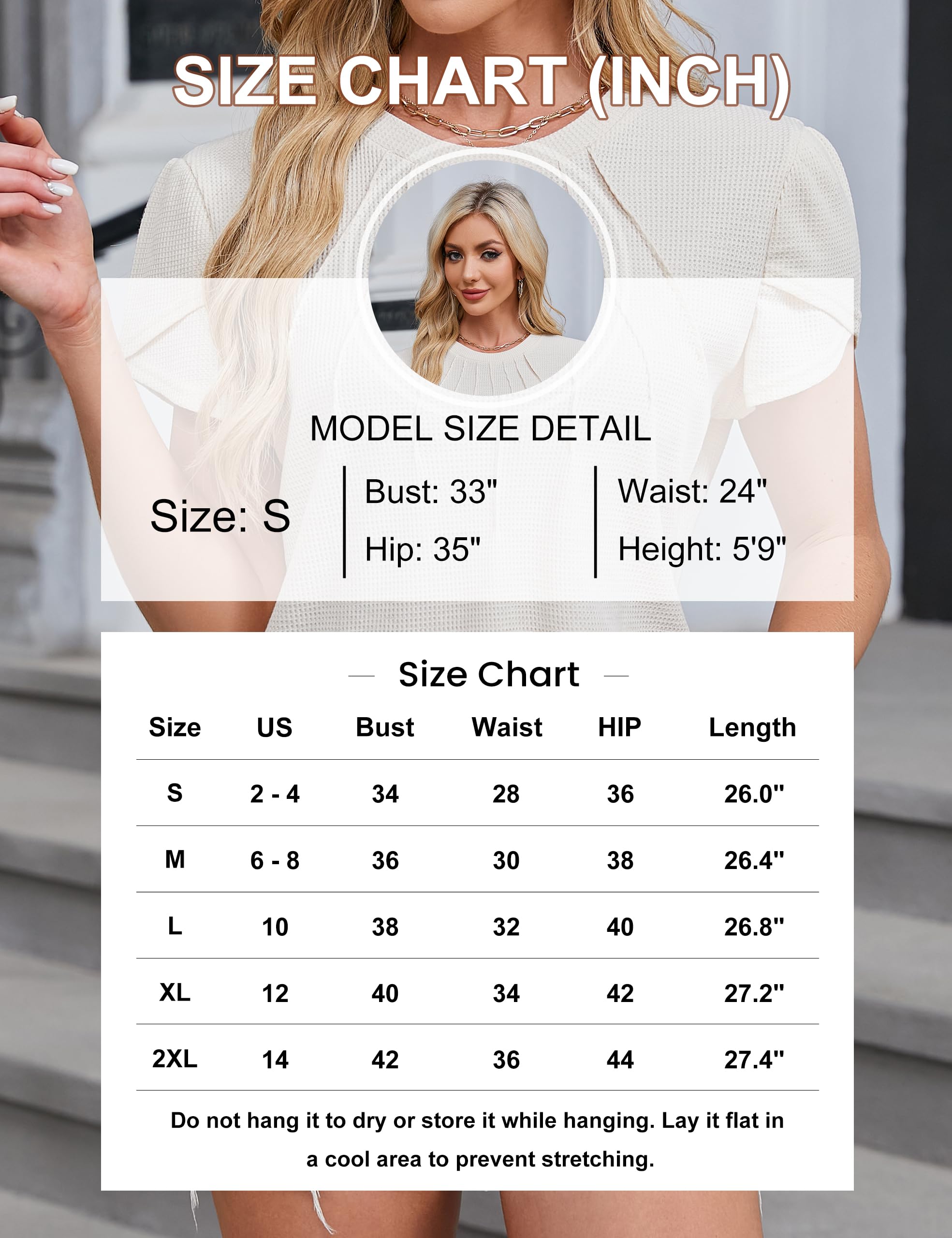 Blooming Jelly Women's Short Sleeve Crew Neck Waffle Knit T-Shirt - Casual & Dressy Business Work Tops for Summer | Perfect for Office Wear, Weekend Outings & Smart Casual Occasions