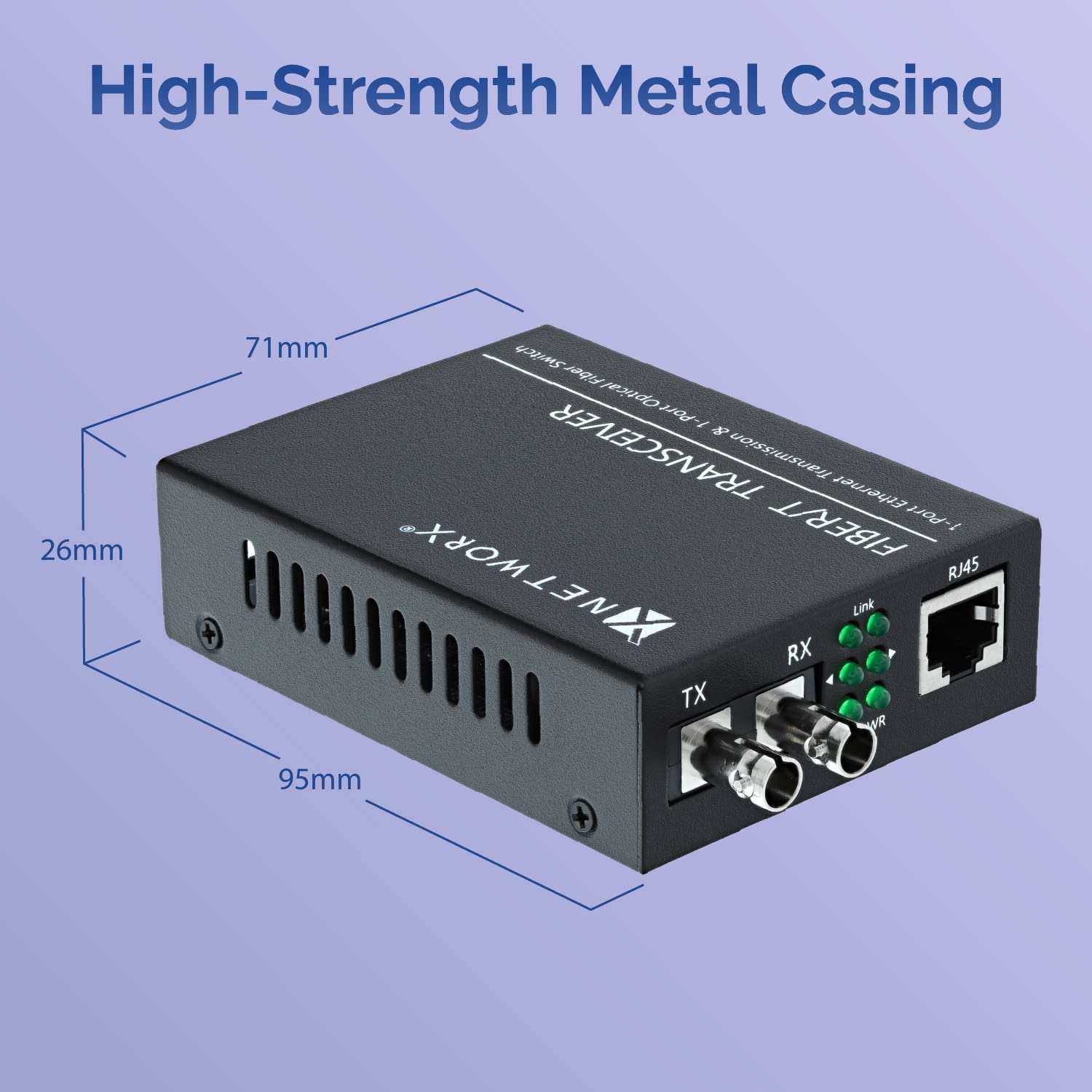 Networx® Gigabit Ethernet Fiber Media Converter | UTP to 1000Base-LX | ST Multimode | 5-Port | High-Speed Network Conversion | Ideal for Office, Data Center & Enterprise Networking