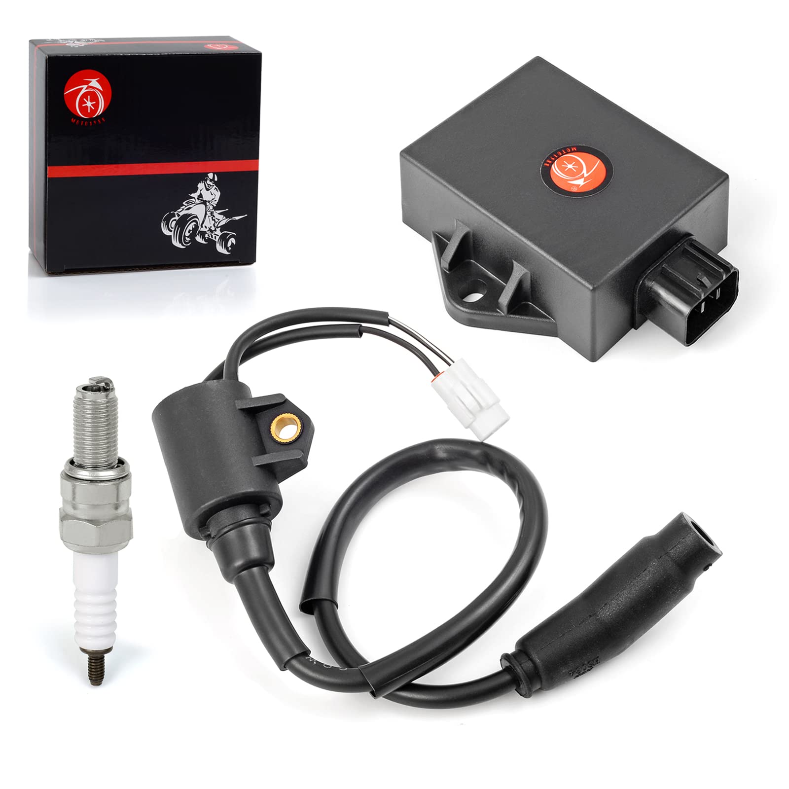 Polaris Sportsman 300 & Hawkeye 300 CDI Box Ignition Coil & Spark Plug Kit (2008-2011) - Compatible with Part Numbers 3089978, 3089860, 3089910 - Perfect for ATV Off-Roading, Hunting & Outdoor Adventures