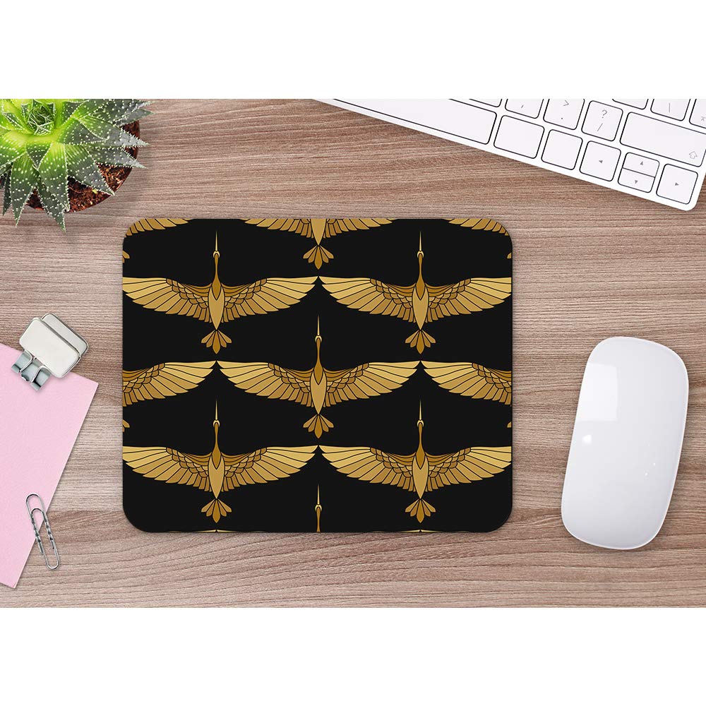 Japanese Crane Mouse Pad - Non-Slip Rubber Base Gaming Mouse Mat with Asian Bird Art for PC/Laptop (9.5x7.9 Inch) | Perfect for Office, Home & Gaming Setup