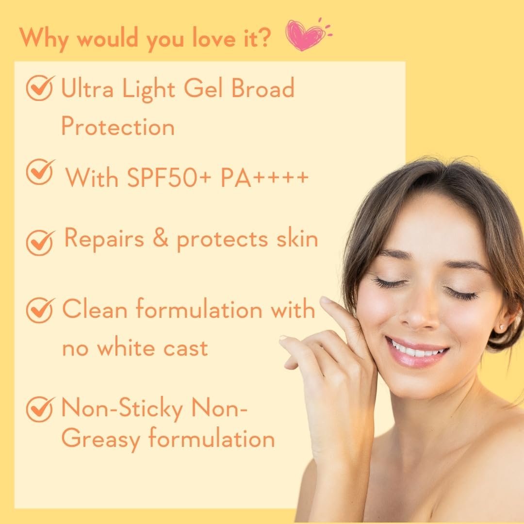 WishCare SPF 50+ PA++++ Invisible Sunscreen Gel for Oily & Dry Skin - Oil Free, Lightweight, No White Cast - 50g Sun Protection for Daily Use, Outdoor Activities & Beach Days