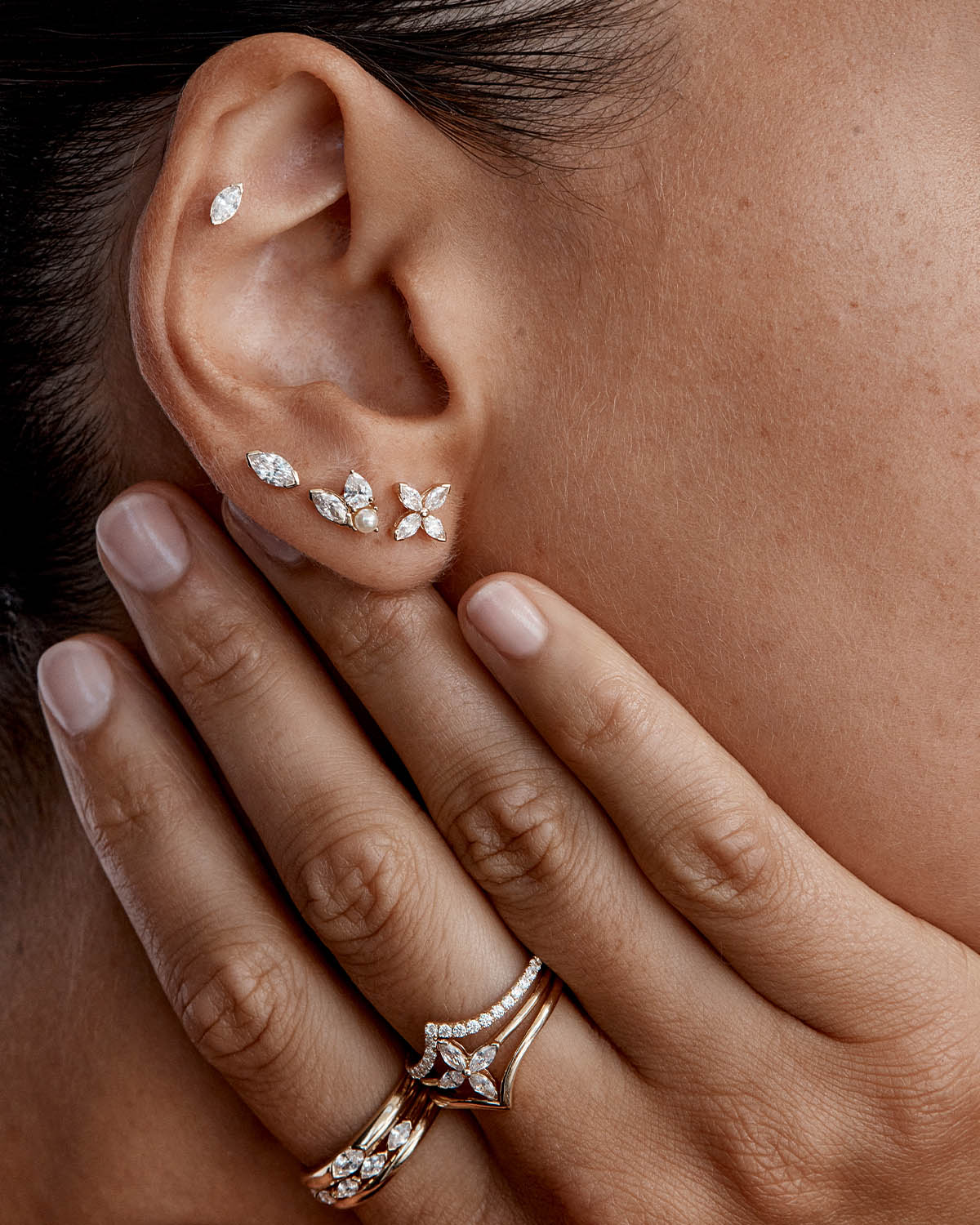 14K Solid Gold Floating Petal Lab-Grown Diamond Stud Earrings for Women | Elegant Everyday Jewelry Gift for Her | Perfect for Weddings, Anniversaries & Special Occasions