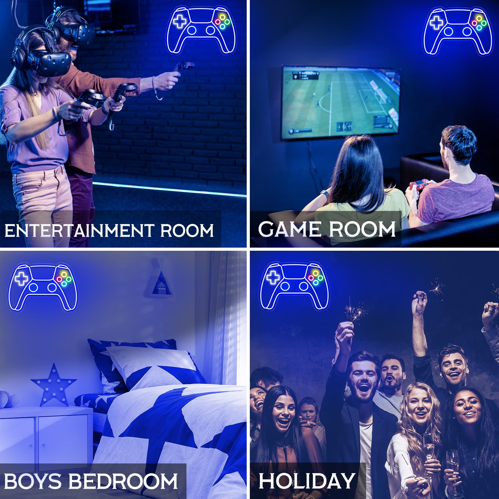 Gamer Neon Sign - USB Powered LED Gamepad Shaped Light for Gaming Room Decor | Cool Wall Art for Teen Boys & Kids Bedroom | Perfect Gaming Gift for Birthday & Christmas | Enhance Your Esports Setup & Streamer Background