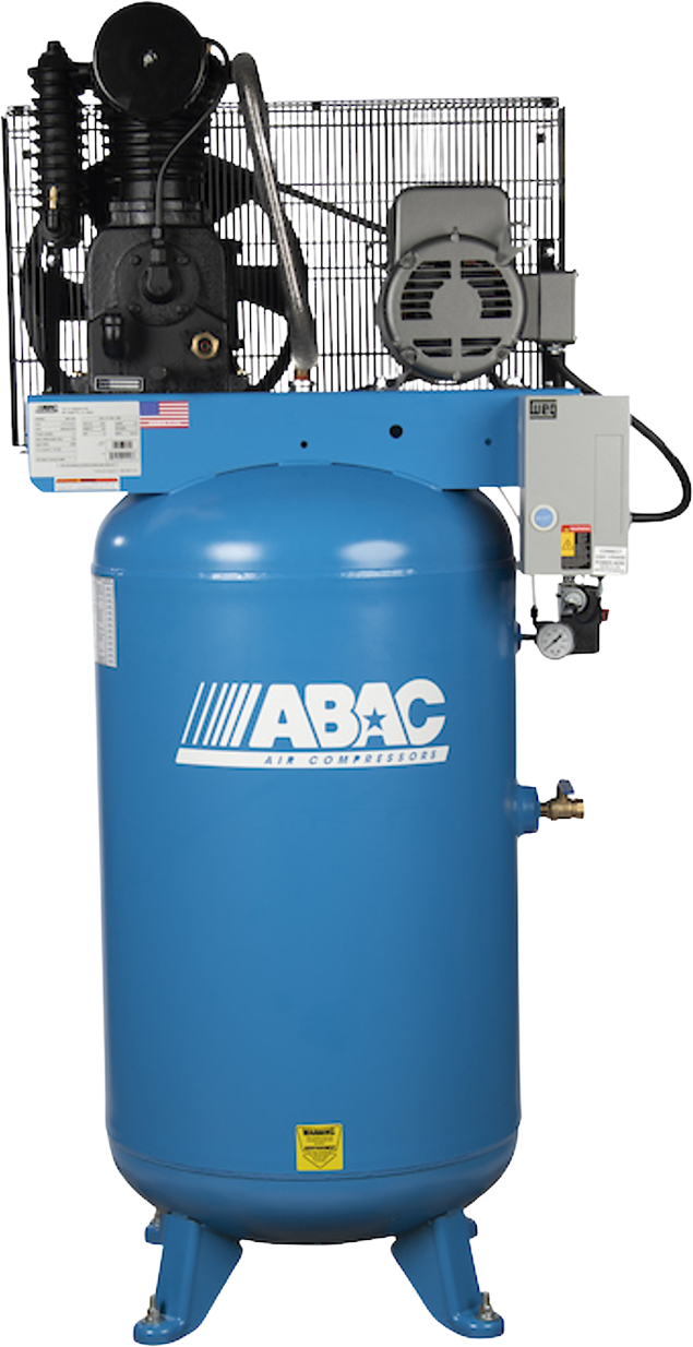 ABAC ABC7 2180V 7.5HP 80 Gallon Two Stage Air Compressor - 230V Single Phase Ironman Series - Ideal for Auto Shops, Woodworking & Industrial Applications