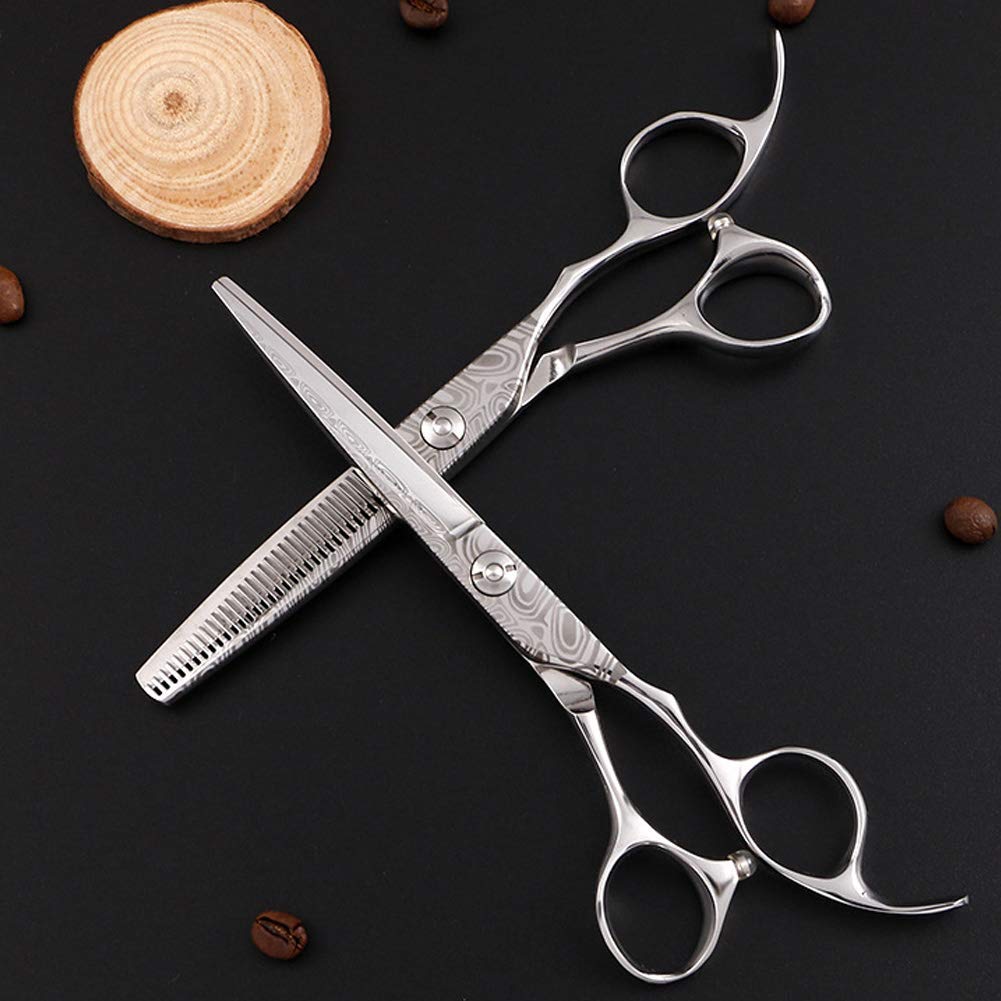 Professional 440C Steel Hairdressing Scissors - 6 Inch Silver Barber Scissors with Flat Cut Teeth for Salon & Home Hair Cutting | Perfect for Stylists, Barbers & DIY Haircuts