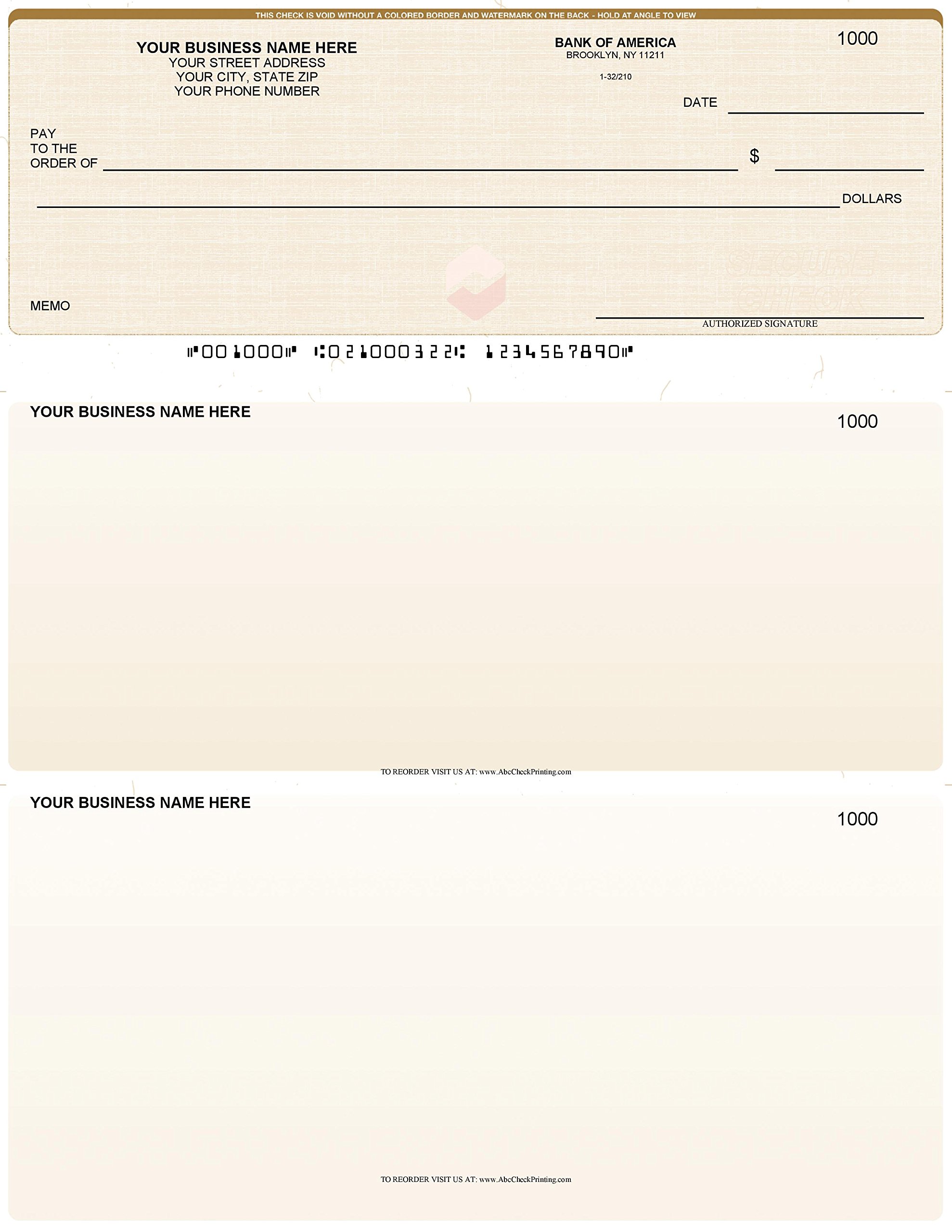 ABC Computer Checks Compatible with QuickBooks - Checks on Top Gold Linen (250 Sheets) - Perfect for Small Business Accounting & Office Use