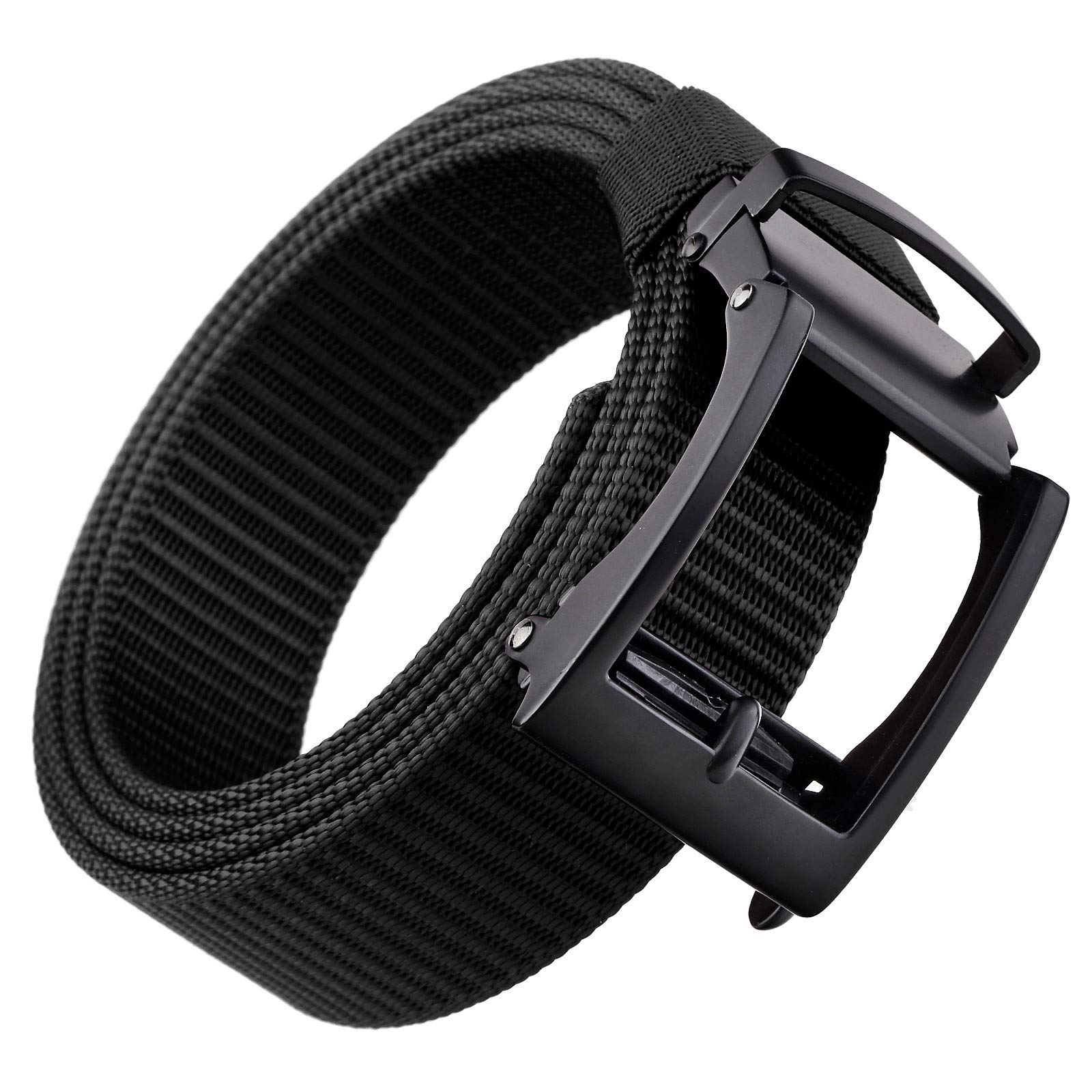 Moonsix Men's No Hole Adjustable Military Nylon Ratchet Belt with Automatic Slide Buckle - Perfect for Work, Outdoor & Casual Wear