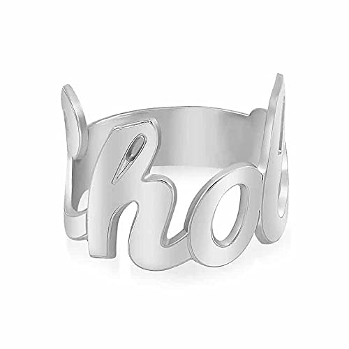 Personalized Sterling Silver Name Cut Ring - Custom Initial Ring for Women & Men - Perfect for Engagements, Anniversaries & Gifts