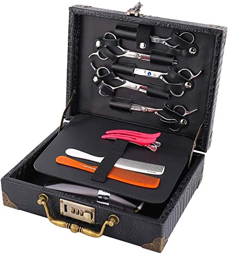 Professional Barber Travel Organizer Box with Password Lock - Retro Style Suitcase Storage for Hair Stylists & Salon Tools (Black, 30x23x9.5cm) - Perfect for Traveling Barbers, Salon Storage & Mobile Hairdressing Services