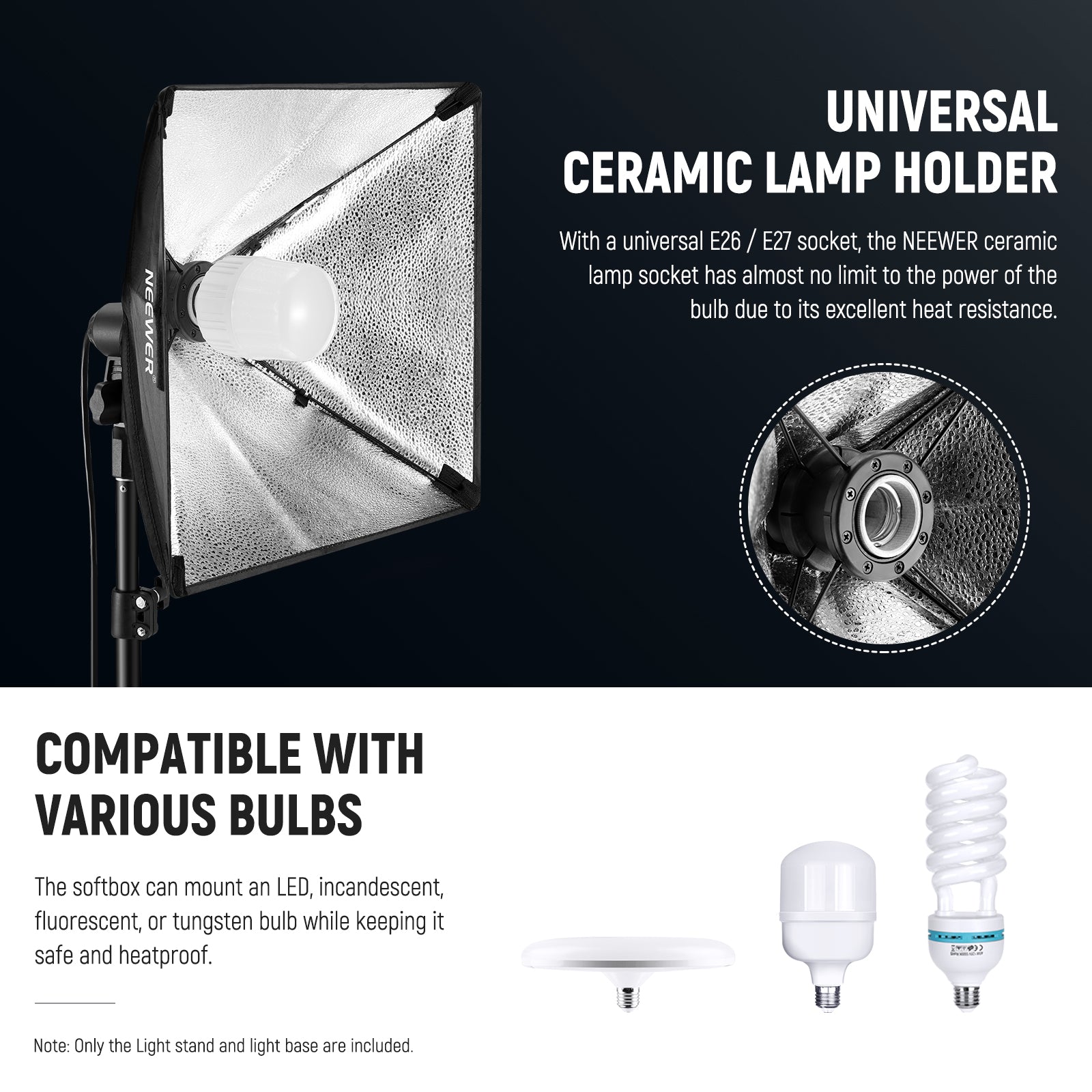 NEEWER SF40 16x16/40x40cm Softbox Lighting Kit for Photography Studio, YouTube Videos & Product Photography - Professional Continuous Lighting with Diffuser for Portraits, Live Streaming & Content Creation