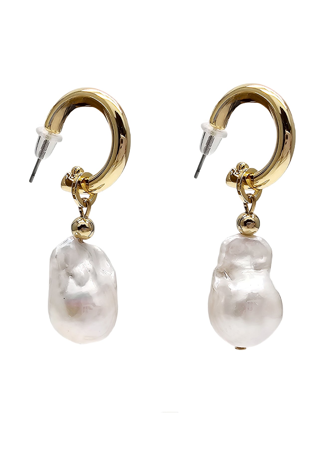 Baroque Pearls Dangle Hoop Earrings PE007 - Elegant Vintage Pearl Jewelry for Women | Perfect for Weddings, Parties & Special Occasions