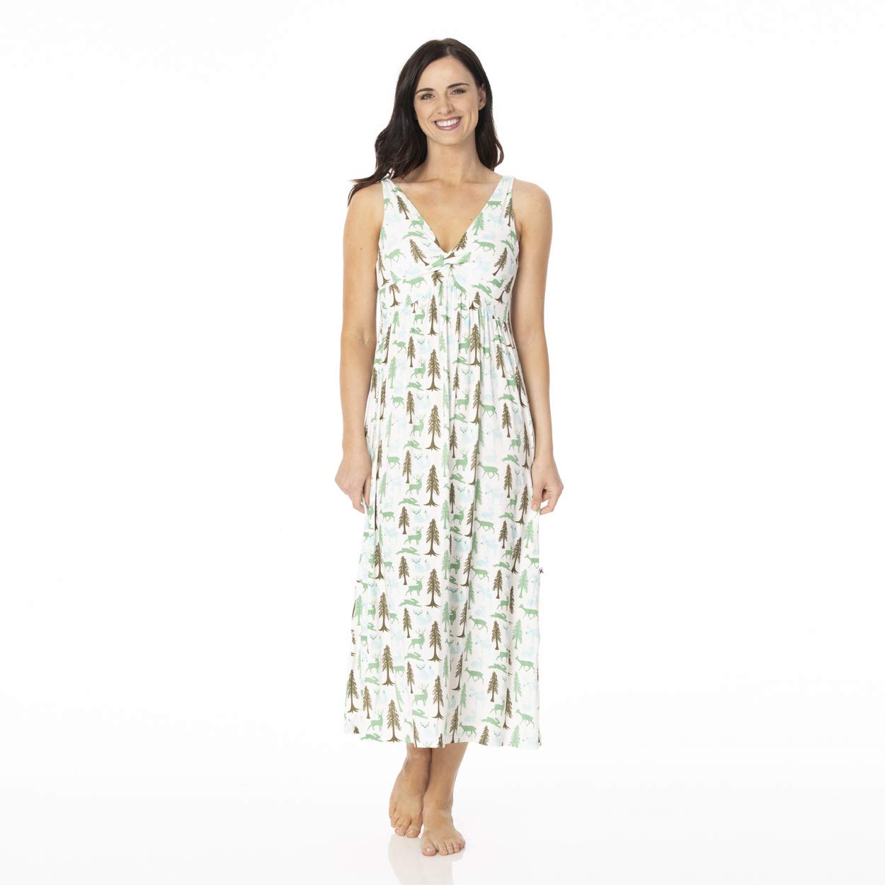 KicKee Women's Printed Twist Nightgown - Soft & Comfortable Sleepwear for Relaxing at Home or Travel