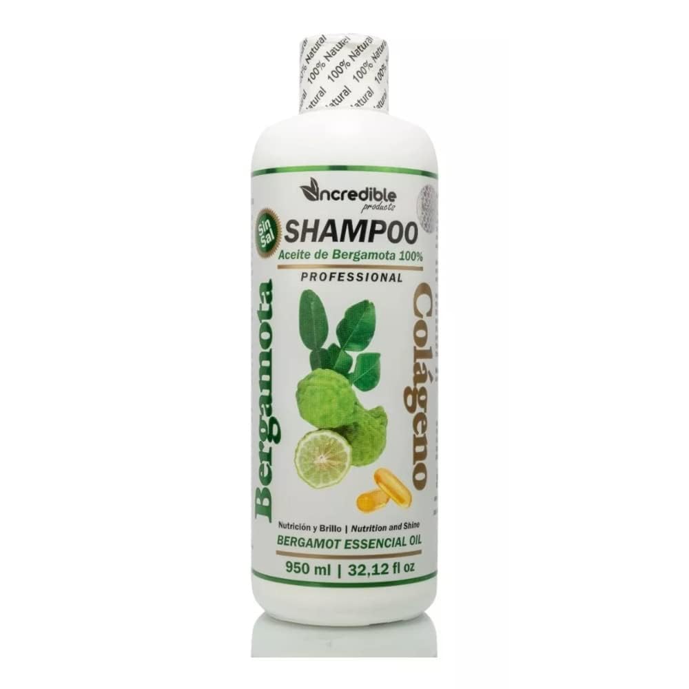 Collagen & Bergamot Shampoo for Hair Growth & Shine - 32.12 fl oz Sulfate-Free Volumizing Shampoo - Perfect for Dry, Damaged Hair & Scalp Care - Salon Quality Hair Treatment for Women & Men