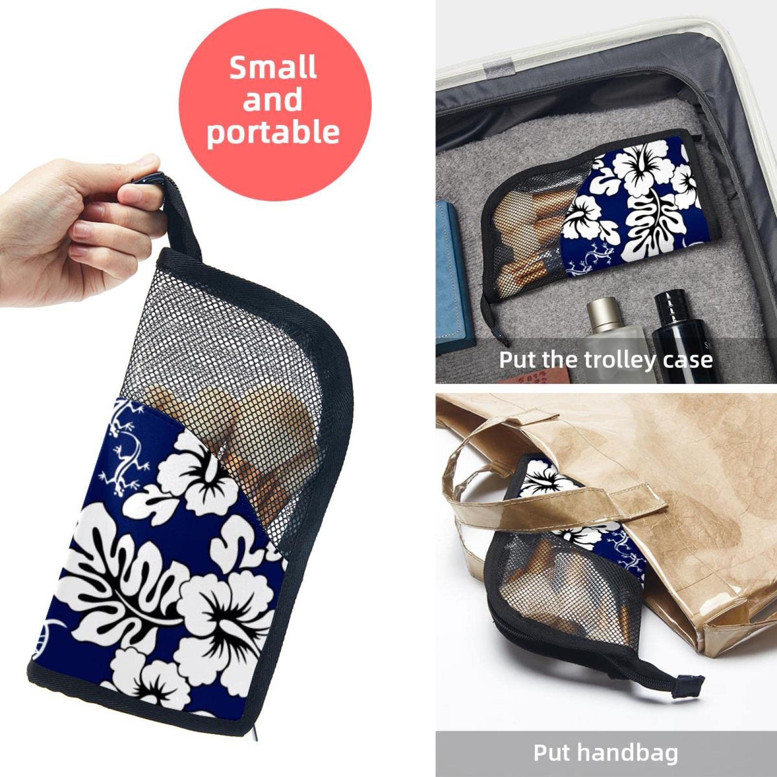 12-Piece Makeup Brush Organizer Bag with Retro Tropical Flower Design - Portable Cosmetic Brush Holder Case for Travel & Home Storage | Blue Makeup Brush Set for Professional & Everyday Use