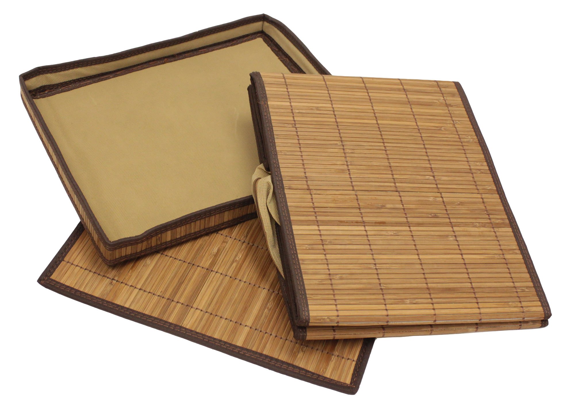 Natural Bamboo Storage Box with Lid - 3 Pack Large, Brown | Eco-Friendly Home Organization for Closet, Bathroom & Office | Seta Direct