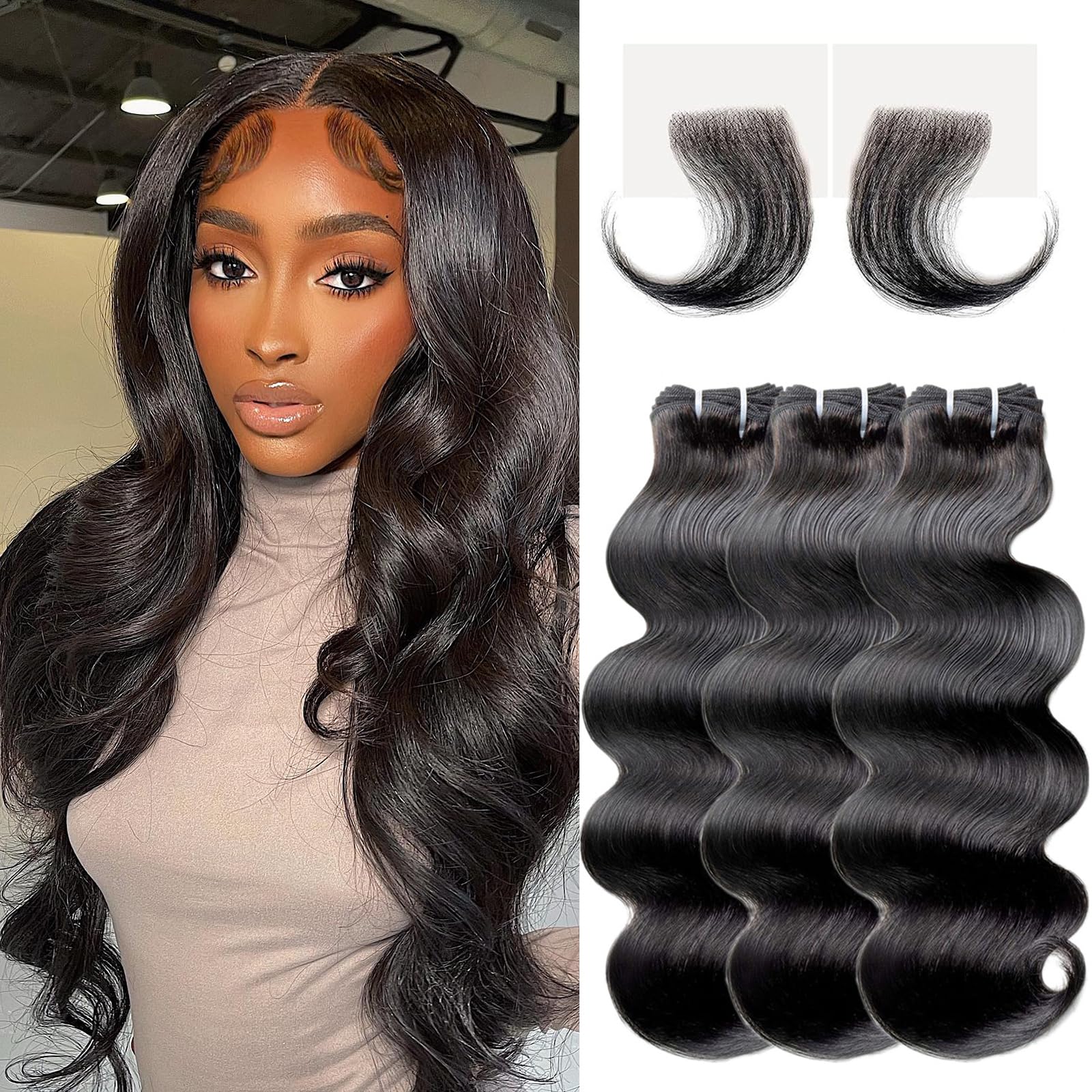 20 22 24 Inch Brazilian Virgin Human Hair Bundles - 3 Pack Body Wave 210g 100% Unprocessed Natural Black Hair Extensions for Weaving & Styling | Perfect for Daily Wear, Parties & Special Occasions