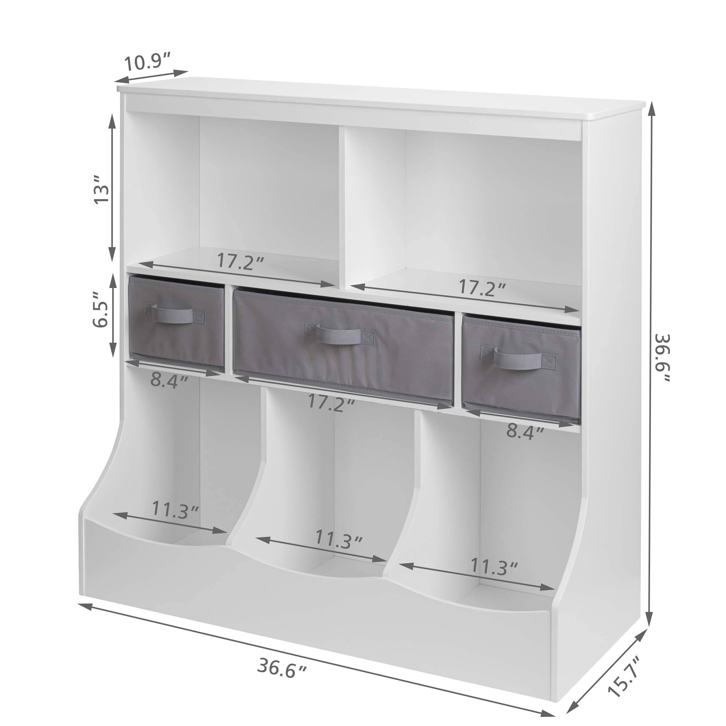 UTEX 8-Cubby Toy Organizer with Baskets - Kids Room Storage for Toys & Books