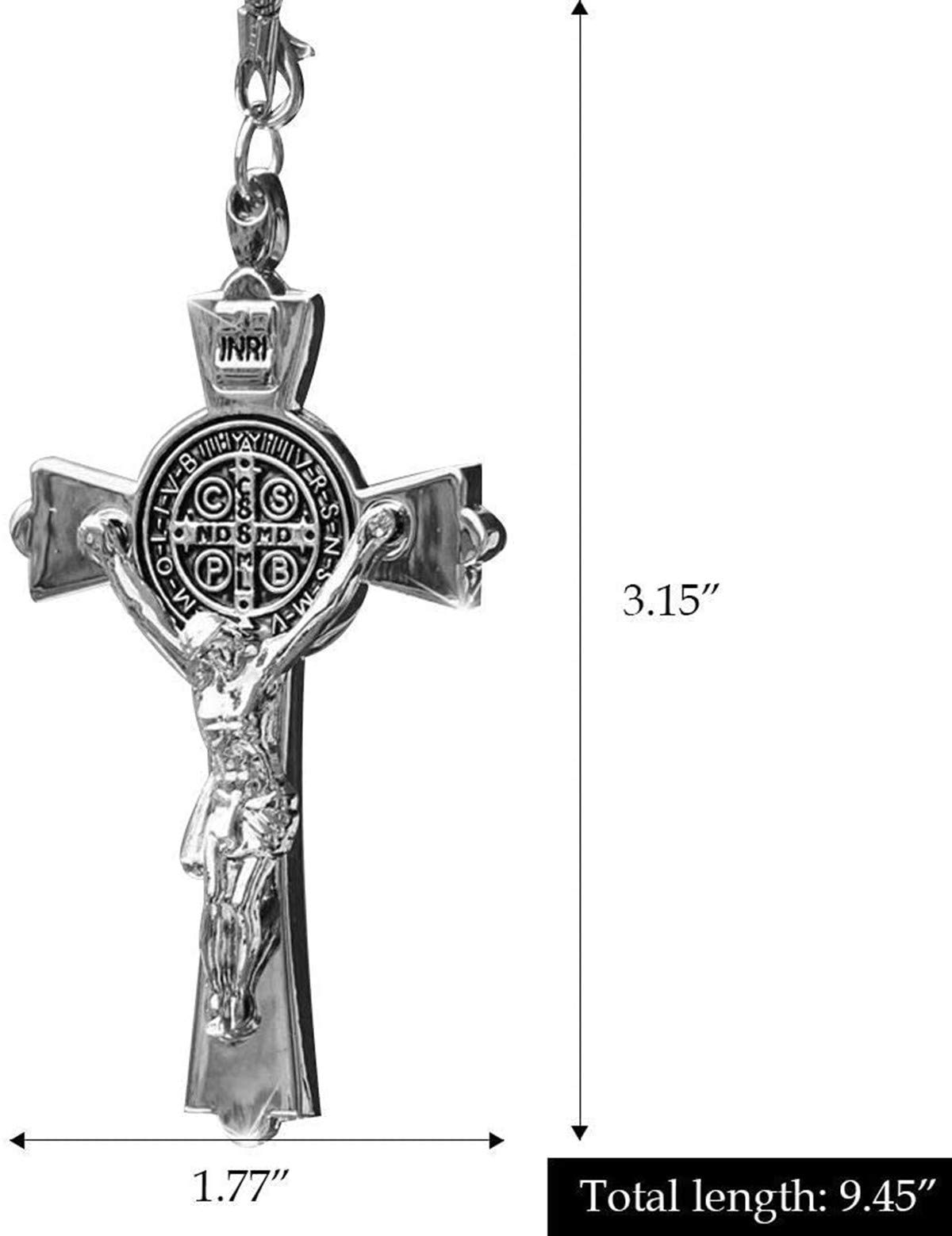 Metal & Crystal Diamond Cross Jesus Christian Car Rear View Mirror Pendant - Auto Styling Accessories for Car Decoration & Religious Inspiration While Driving