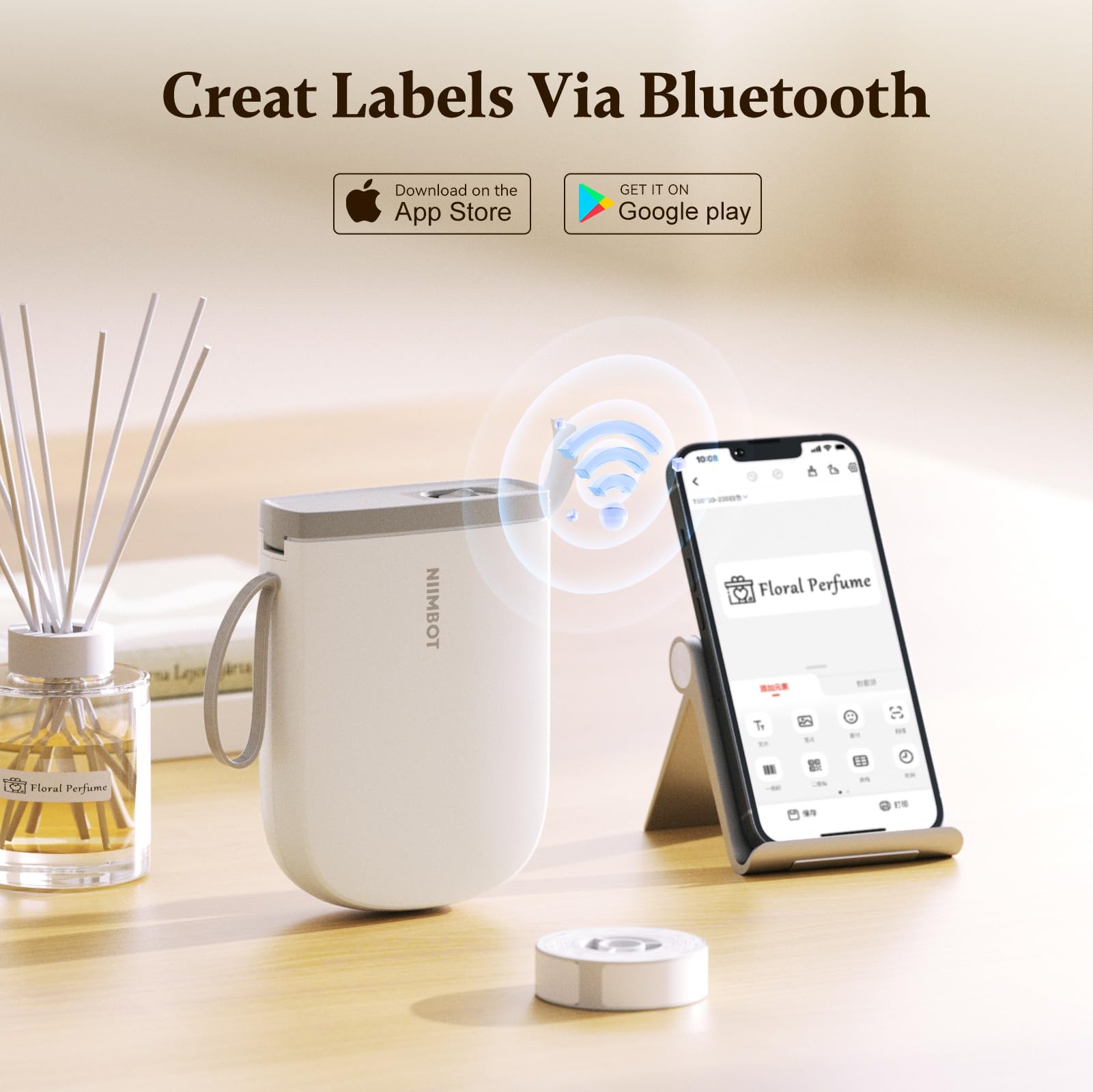 NIIMBOT D11 0.5 Inch Bluetooth Label Maker - 300 DPI Portable Label Printer with Rechargeable Battery (White) - Perfect for Home Organization, Office Filing & Small Business Inventory Management