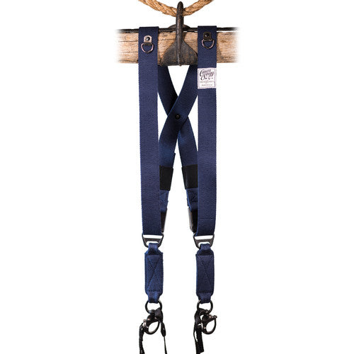 HoldFast Gear MoneyMaker Two Camera Harness - Navy Cotton Canvas Strap for Photographers - Perfect for Outdoor, Wedding, and Event Photography