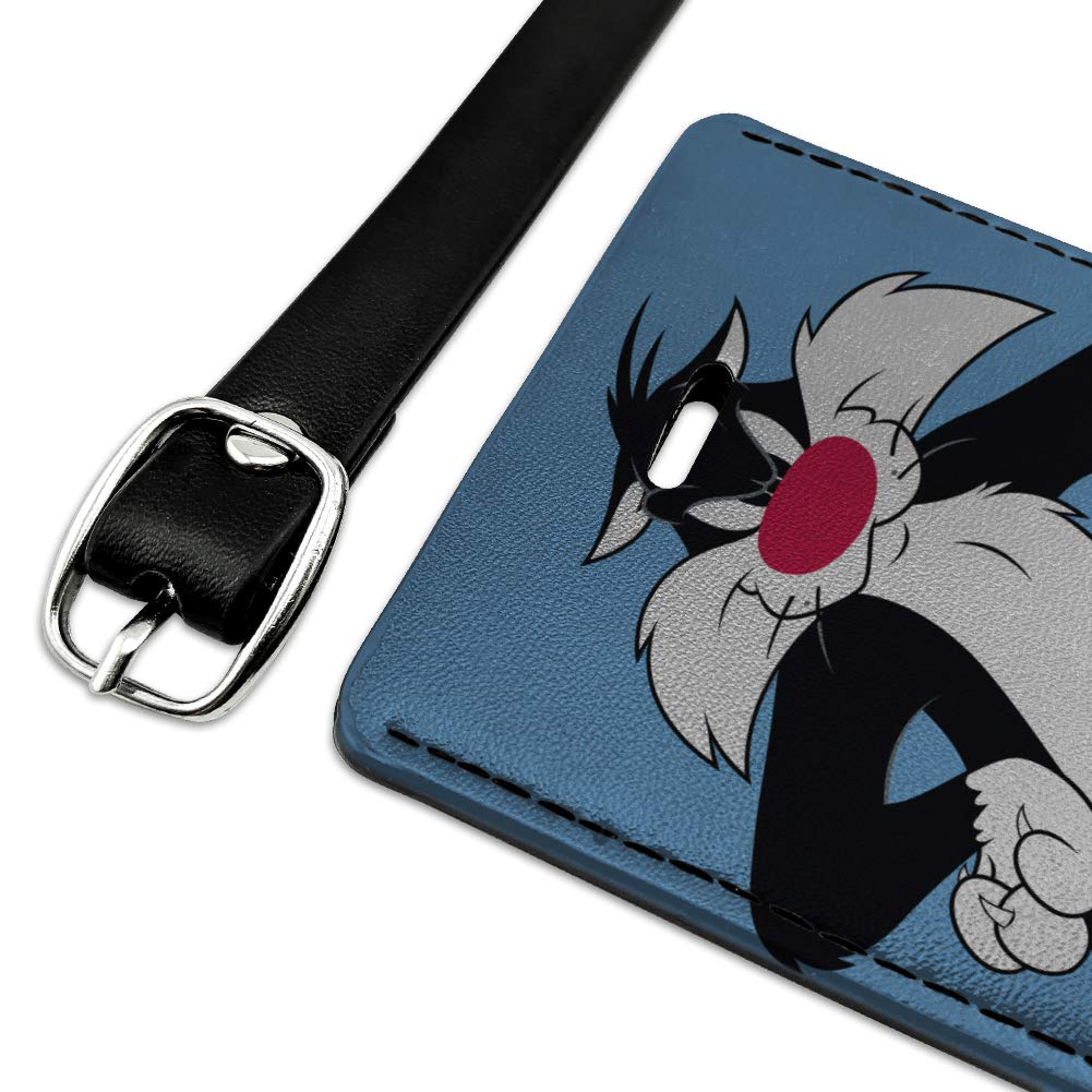 Looney Tunes Sylvester Rectangle Leather Luggage Tag - Durable Suitcase ID Card Holder for Carry-On Bags - Perfect for Travel, Business Trips & Vacation Identification