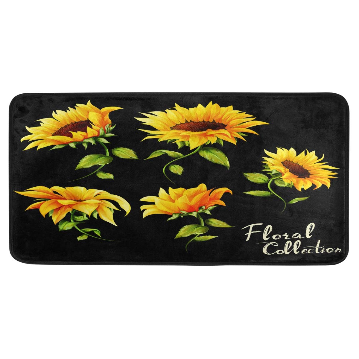 Non-Slip Sunflower Design Kitchen Rugs - Soft 39