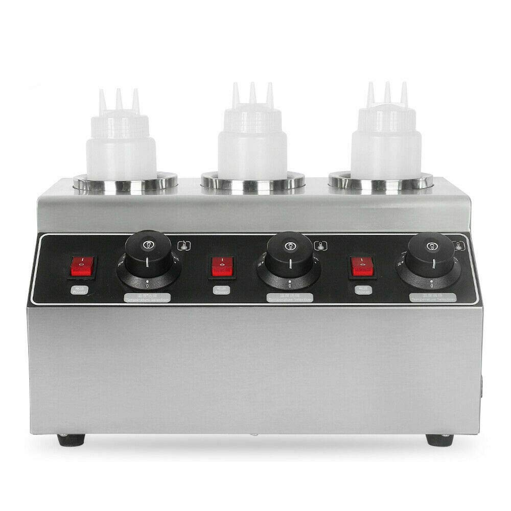 Commercial Electric Sauce Warmer - 3 Bottle 240W 3-Head Jam Dispenser with Temperature Control (30-85°C) - Perfect for Restaurants, Cafes & Catering Services