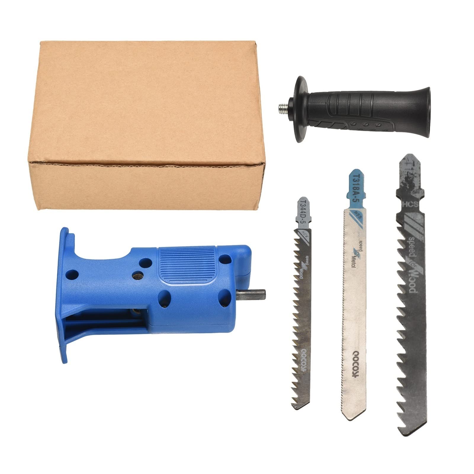 QINQIN Electric Drill Adapter - Reciprocating Saw Attachment for Wood & Metal Cutting, Power Tool Conversion Kit (Blue) - Perfect for DIY Projects, Home Renovation & Woodworking