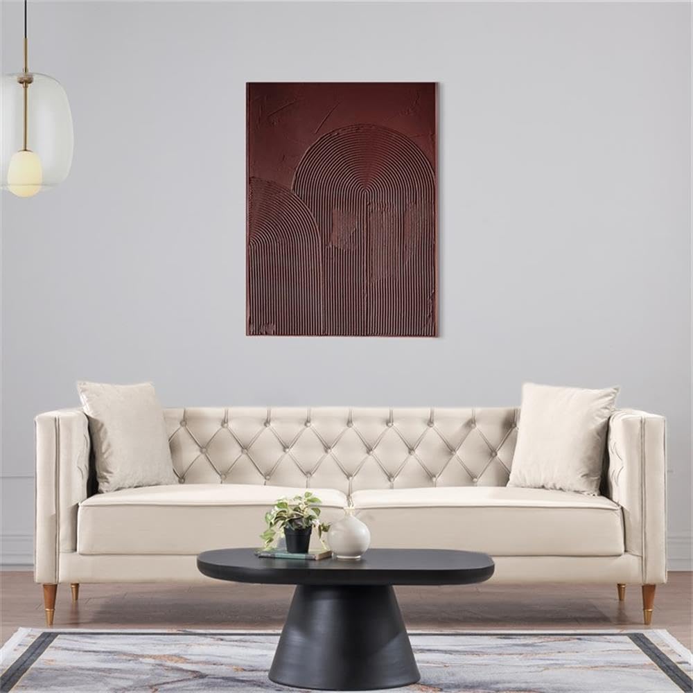 ASHCROFT Lewis Luxury Modern Tufted Velvet Sofa - Cream Living Room Couch for Home, Lounge & Office - Plush Comfortable Seating for Entertaining & Relaxation