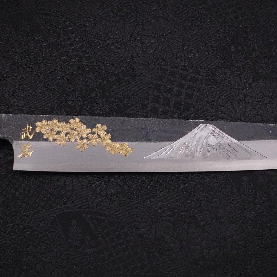 Premium Yanagiba Sushi Knife 240mm - Blue Steel #2 Kurouchi Finish with Sakura Fuji Buffalo Ebony Handle - Perfect for Sushi Chefs & Japanese Cuisine Preparation