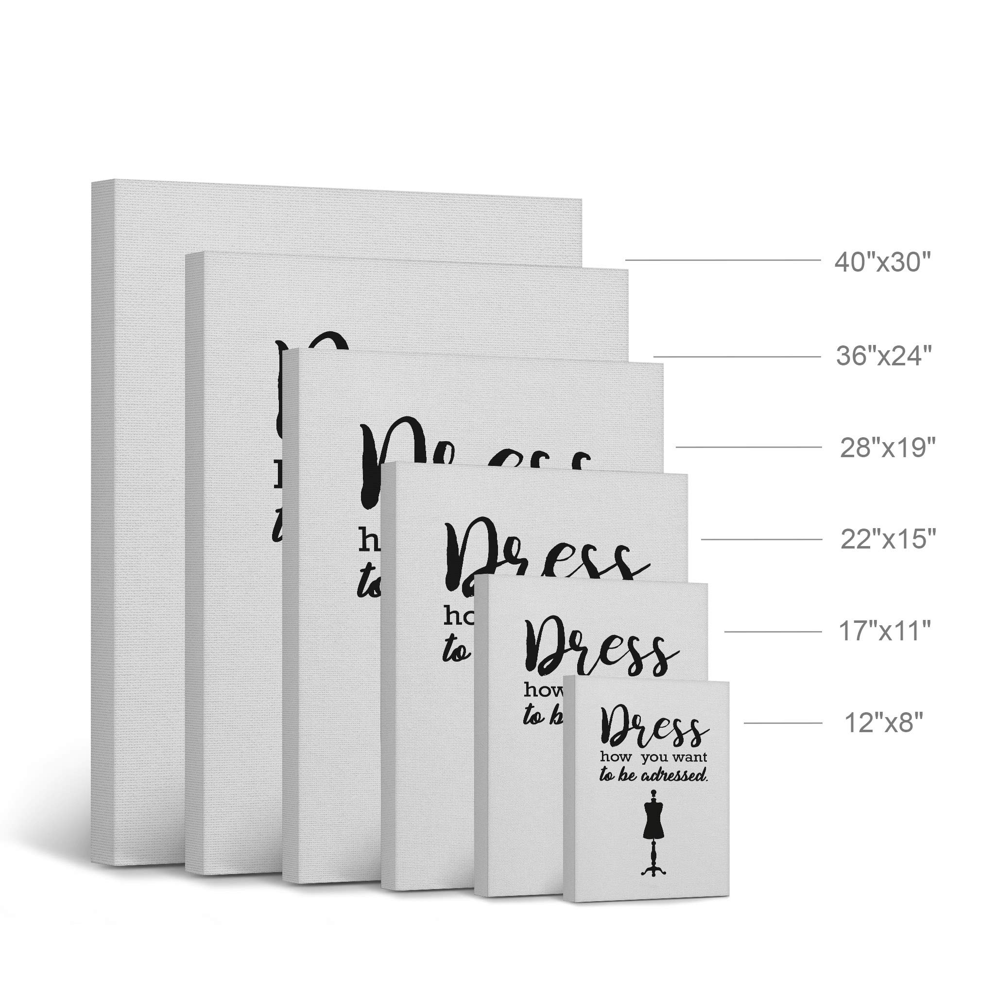 Smile Art Design 'Dress How You Want to Be Addressed' Quote Wall Art - Glam Fashion Silhouette Canvas Print (40x30 Inches) - Perfect for Office, Bathroom, Girls Room, Women's Dorm, Bedroom & Living Room Decor - Ready to Hang Motivational Wall Art for Home & Workspace Inspiration