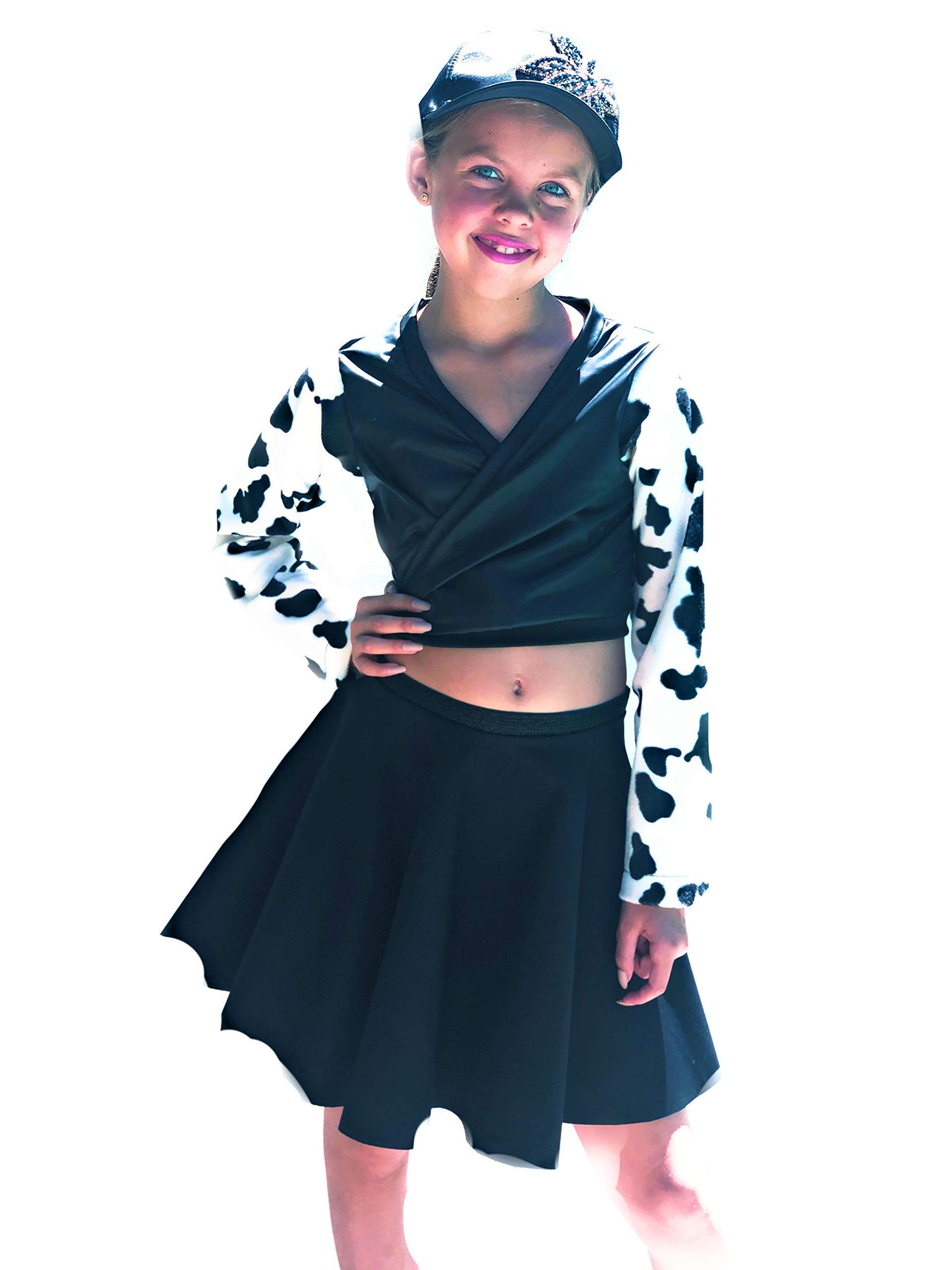 Selena Cowgirl Costume for Girls - Cow Print Jacket & Skirt Set | Western Outfit for Halloween, Dress Up & Cowgirl Themed Parties