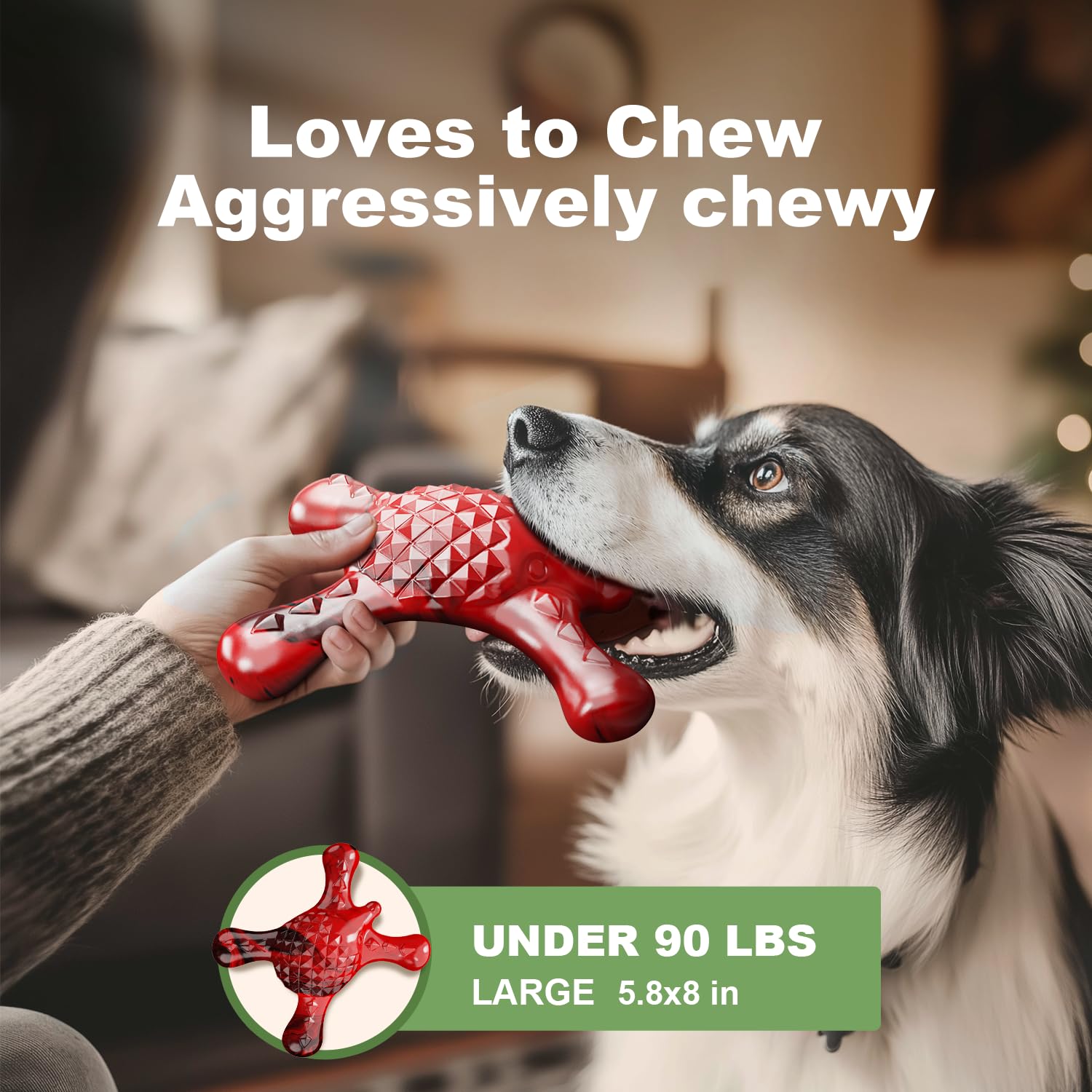 Indestructible Dog Chew Toys for Aggressive Chewers - Tough Durable Nylon Dog Bones for Medium/Large Breeds, Puppy Teething Essentials, Bacon Scented, Red - Perfect for Training, Playtime, and Keeping Them Busy