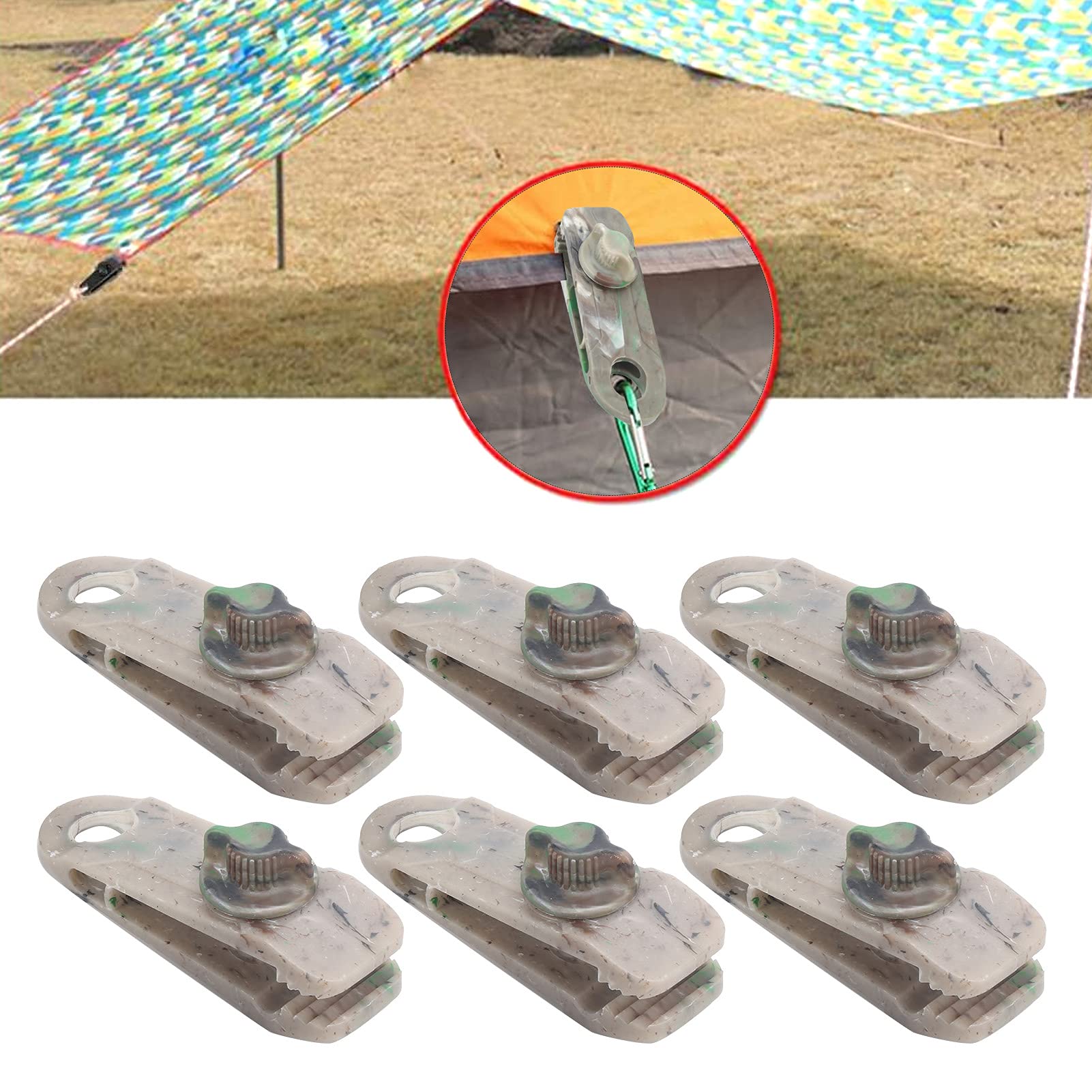 Heavy Duty Locking Clamps - 6Pcs Premium Tarp Clips for Awning, Canopy, Tent, Pool & Car Covers - Durable Outdoor Fasteners for Camping, RV, Boat & Home Storage - Secure Grip Holders for Windproof Protection