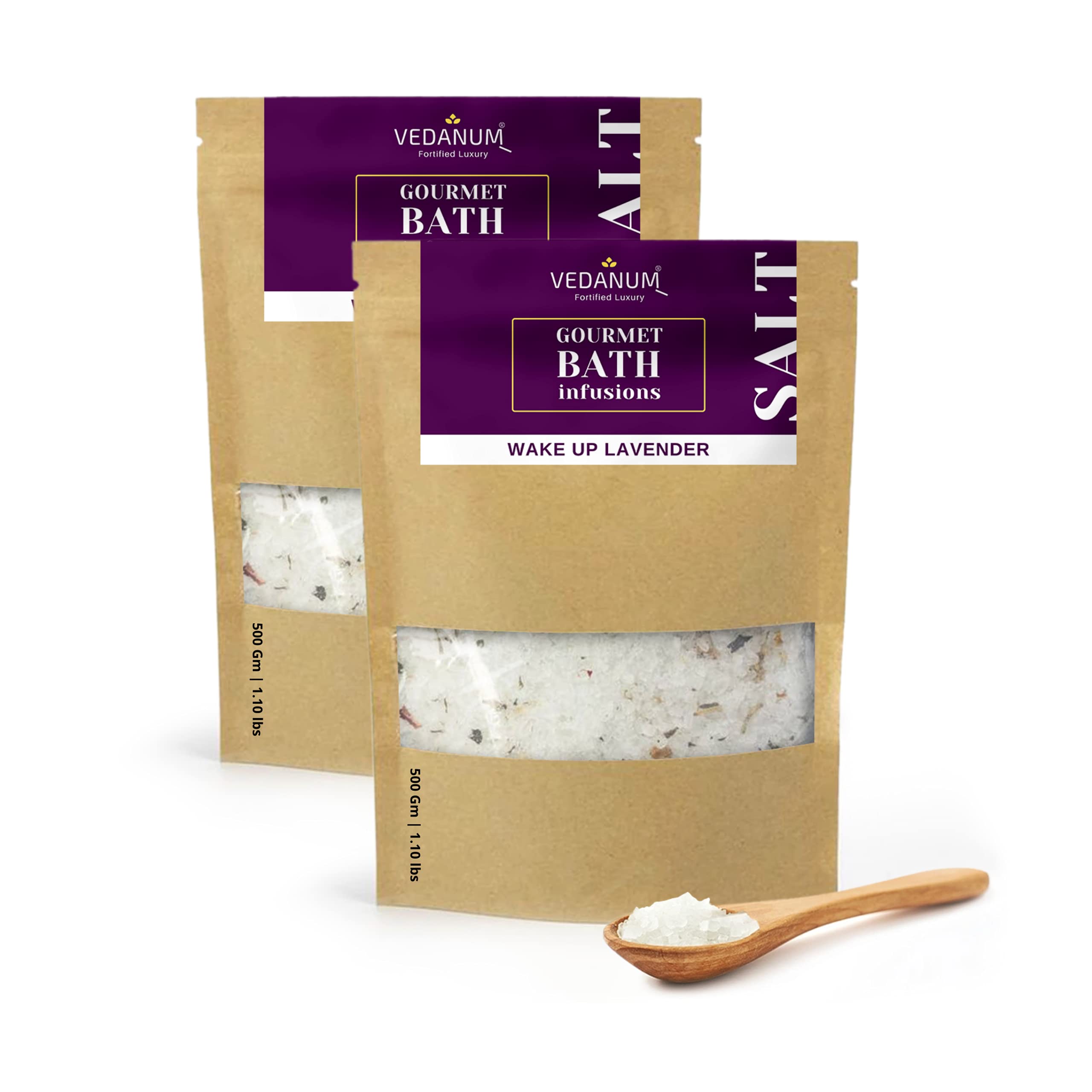 Vedanum Fortified Aromatic Epsom Lavender Bath Salt with Lavender Buds & Minerals - 1KG for Muscle Relief, Skin Care & Relaxation | Perfect for Spa, Stress Relief & Post-Workout Recovery