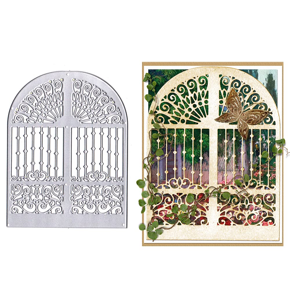 Floral Lace Window Card Frame Die Cuts - Door & Window Cutting Dies for Card Making, Invitations, Scrapbooking & DIY Photo Albums - Embossing Template & Stencils for Craft Decorations - Perfect for Wedding Invites, Greeting Cards & Home Decor Projects