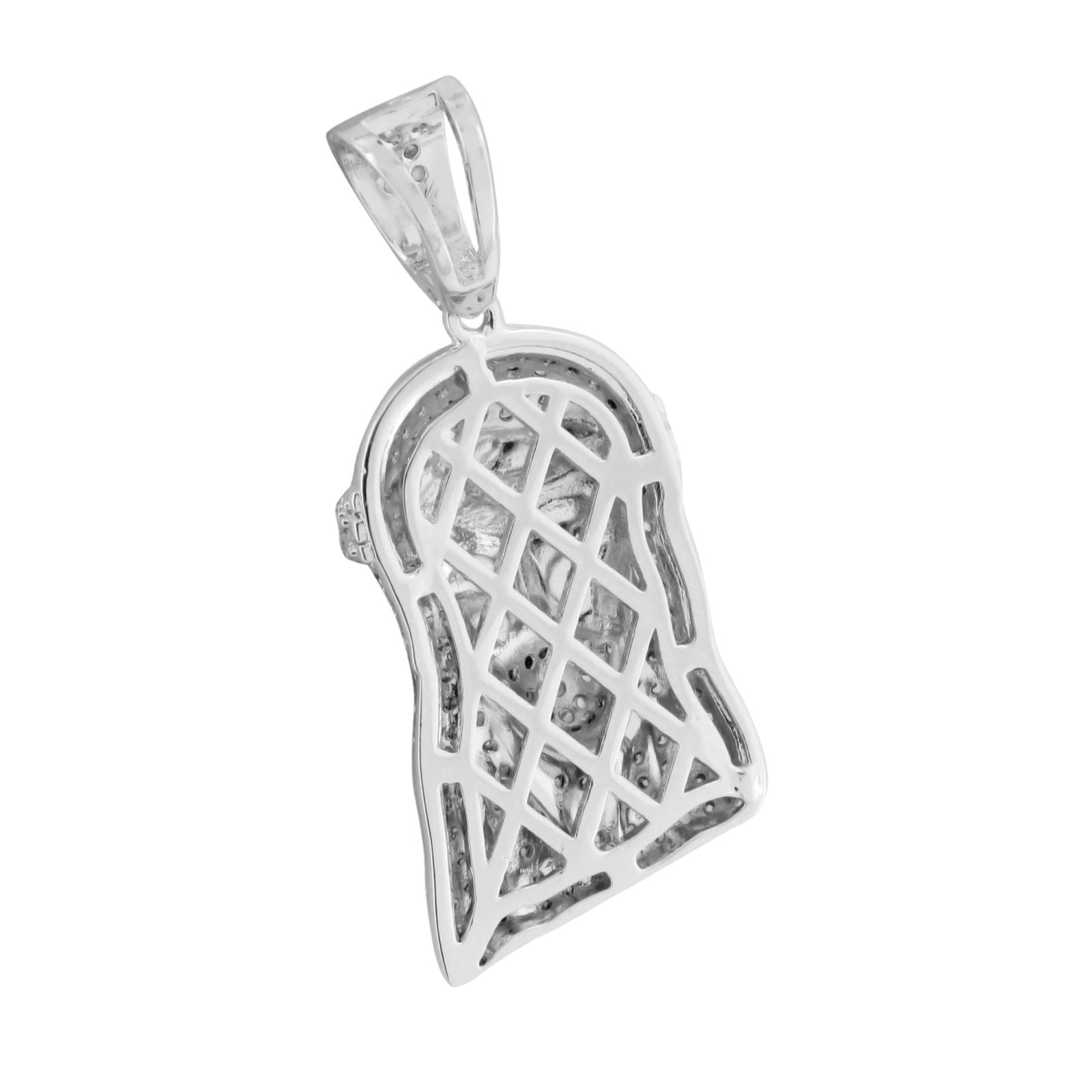 Jesus Face Pendant with Lab-Grown Diamonds in White Rhodium Finish - Perfect for Religious Jewelry Gifts & Everyday Faith Inspired Wear