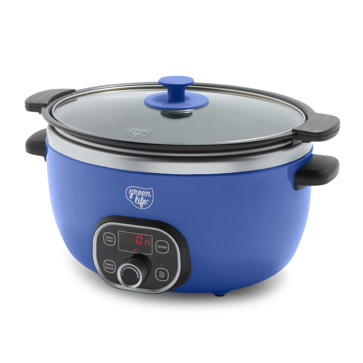 GreenLife Healthy Duo 6 Quart Slow Cooker with Removable Pot - Blue | Energy Efficient Slow Cooker for Soups, Stews & Meal Prep | Perfect for Family Dinners & Potlucks