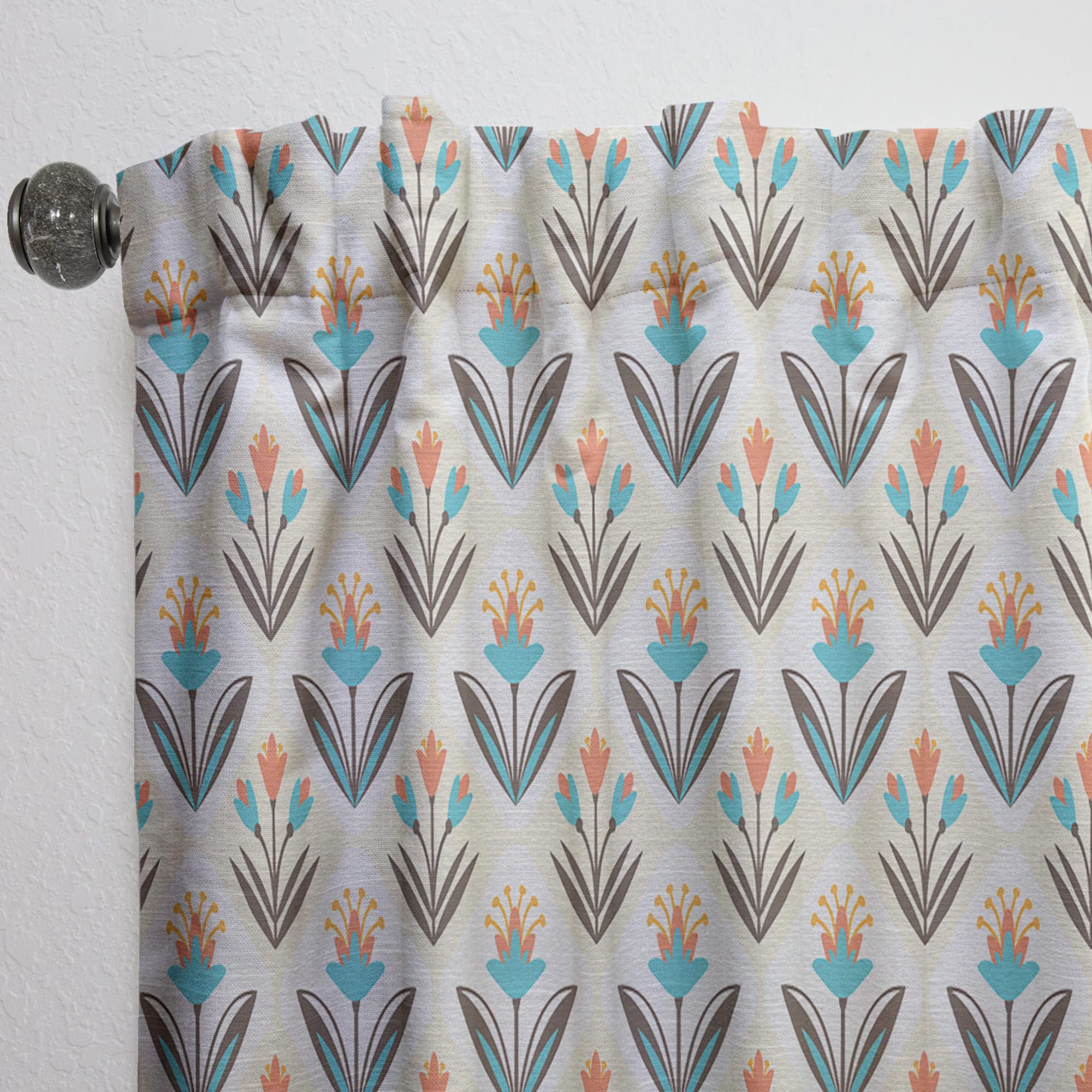 Floral Print Blackout Curtains for Bedroom & Living Room - Thermal Insulated Single Panel Window Drapes 52x108 Inches - Perfect for Home Decor, Privacy & Energy Efficiency