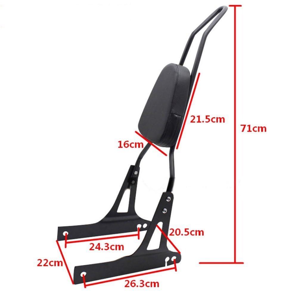 Harley-Davidson Dyna Motorcycle Rear Seat Backrest - Universal Fit for FXD, FXDB, FXDC, FXDL, Street Bob, Wide Glide & Low Rider Models - Comfortable Sissy Bar for Long Rides & Road Trips