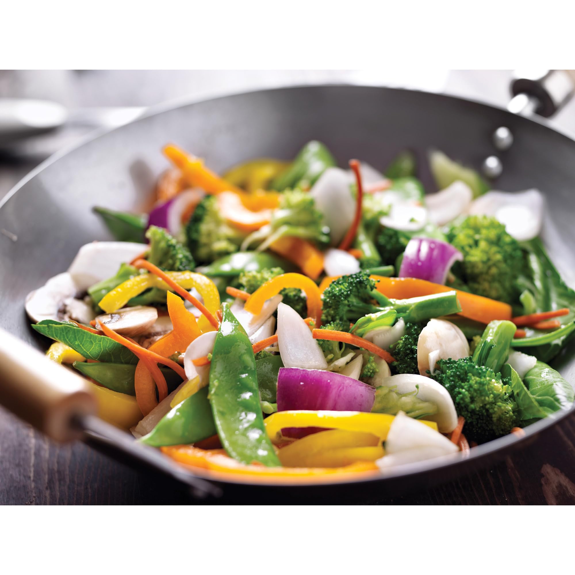 Best Carbon Steel Wok Pan 12 Inch - Professional Chinese Stir Fry Pan with Wooden Handle - Perfect for Asian Cooking, High Heat Stir Frying, Sautéing & Deep Frying in Home Kitchen