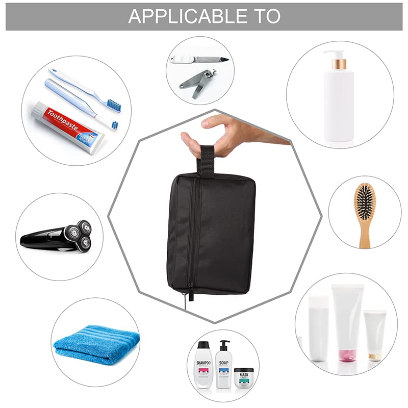 Waterproof Travel Toiletry Bag for Women & Men - Foldable Shower Organizer with Handle for Gym, Makeup, Cosmetics & Shaving Accessories - Ideal for Bathroom, Camping & Airplane Trips - Black