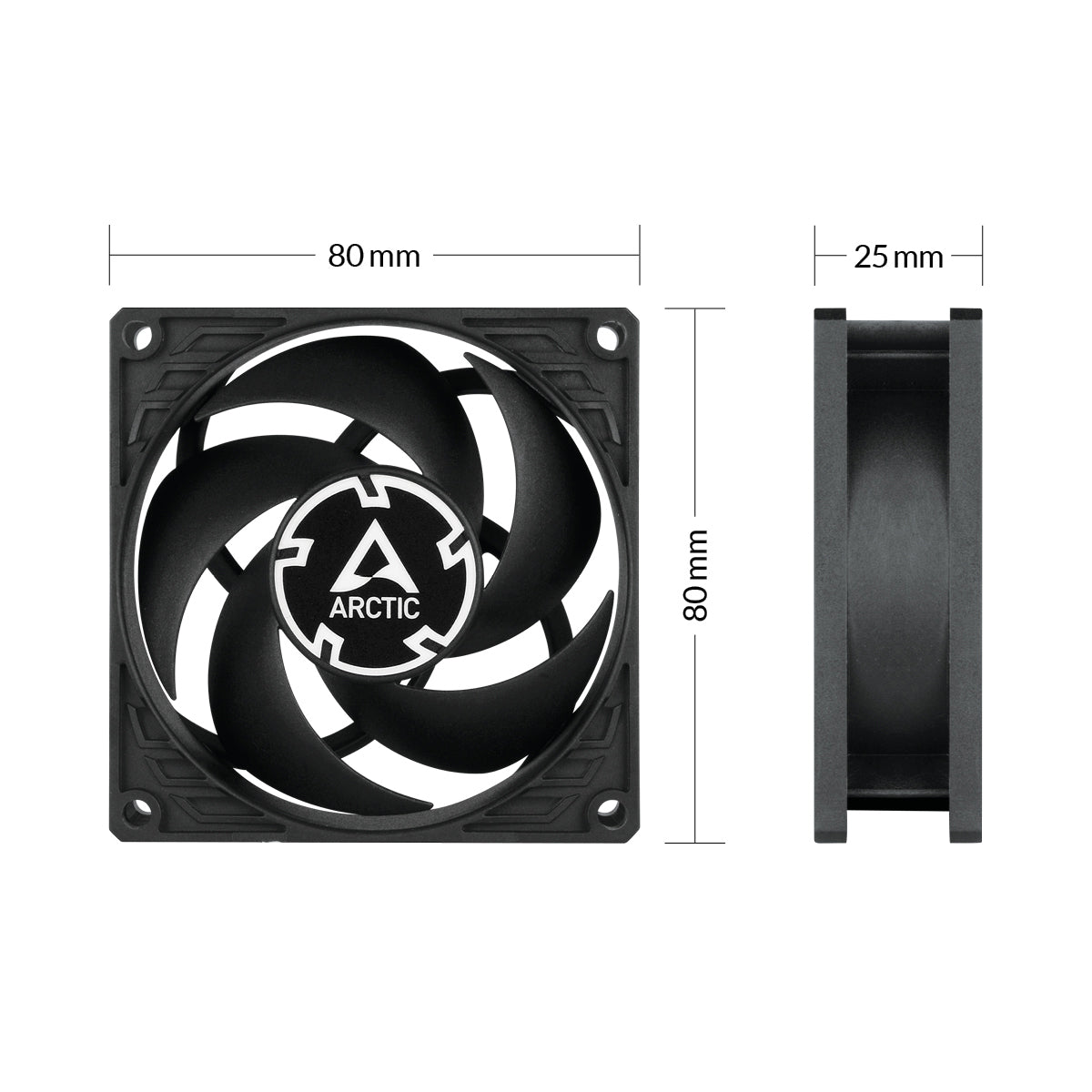Arctic P8 Max PWM 80mm High Speed Cooling Fan - Black | PC Case Fan for Gaming, CPU Cooler & Computer Cooling System | Perfect for Gaming PCs, Workstations & Home Office Setups