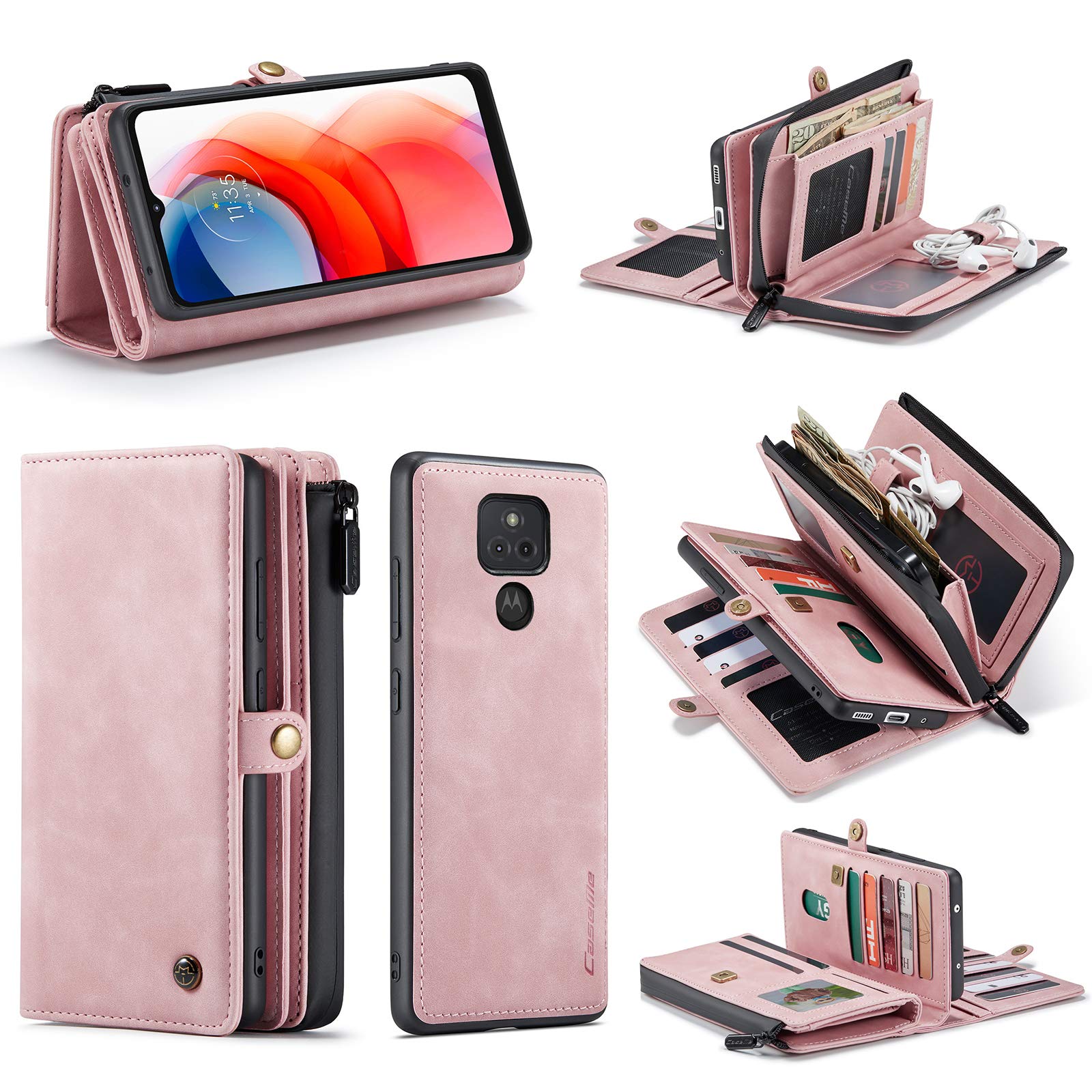 Premium PU Leather Wallet Case for Moto G Stylus 2021 - Flip Folio Stand Cover with Card Slots & Kickstand (Pink) | Perfect for Work, Travel & Everyday Protection