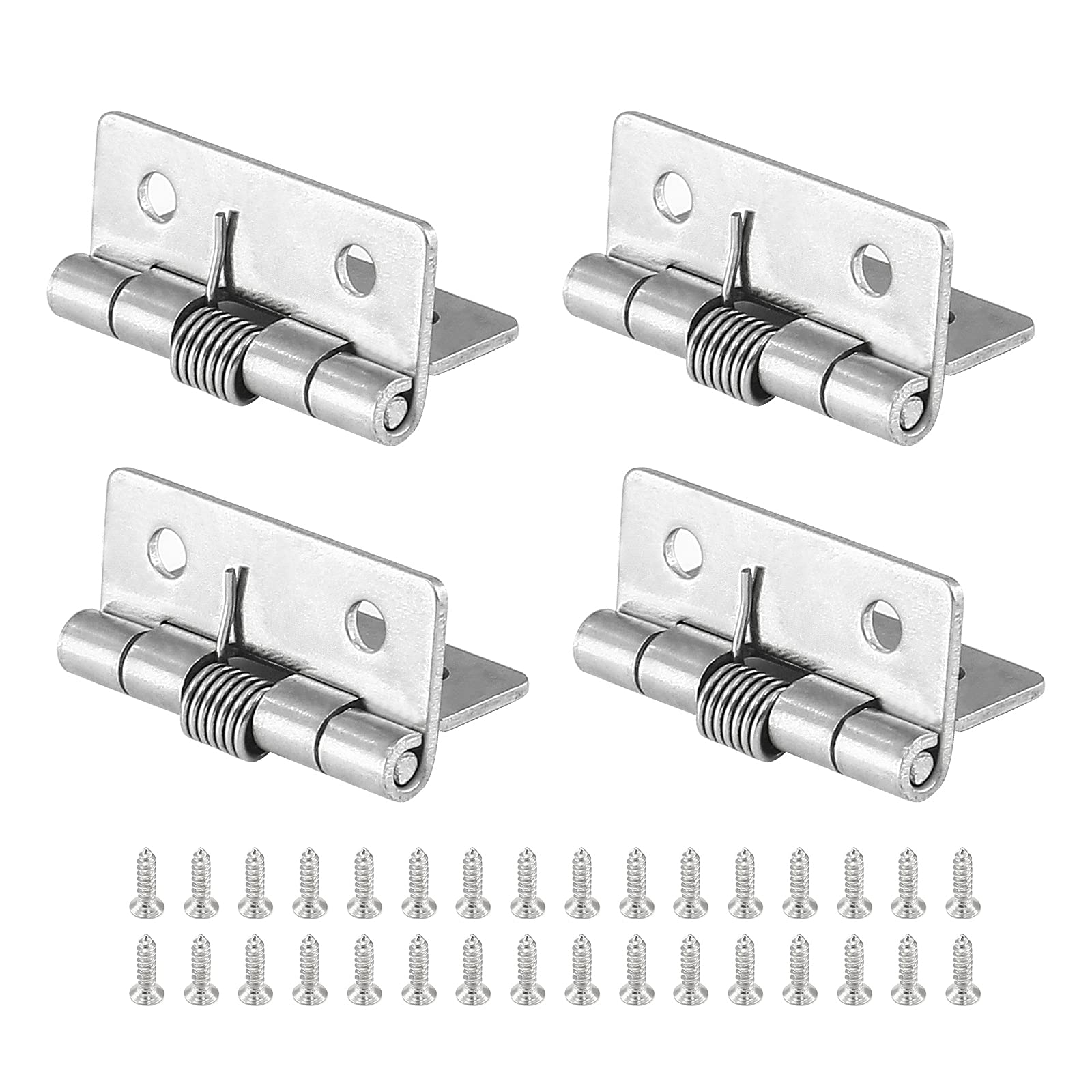 Luomorgo 4 Pack 1.5 Inch Stainless Steel Spring Loaded Cabinet Hinges - Self Closing Heavy Duty Hinges for Kitchen Cabinets, Doors, Furniture & DIY Projects