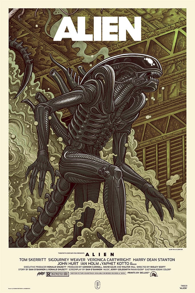 Alien Movie Sci-Fi Screenprinted Poster - Vintage Retro Wall Art Decor for Home, Office & Gifts