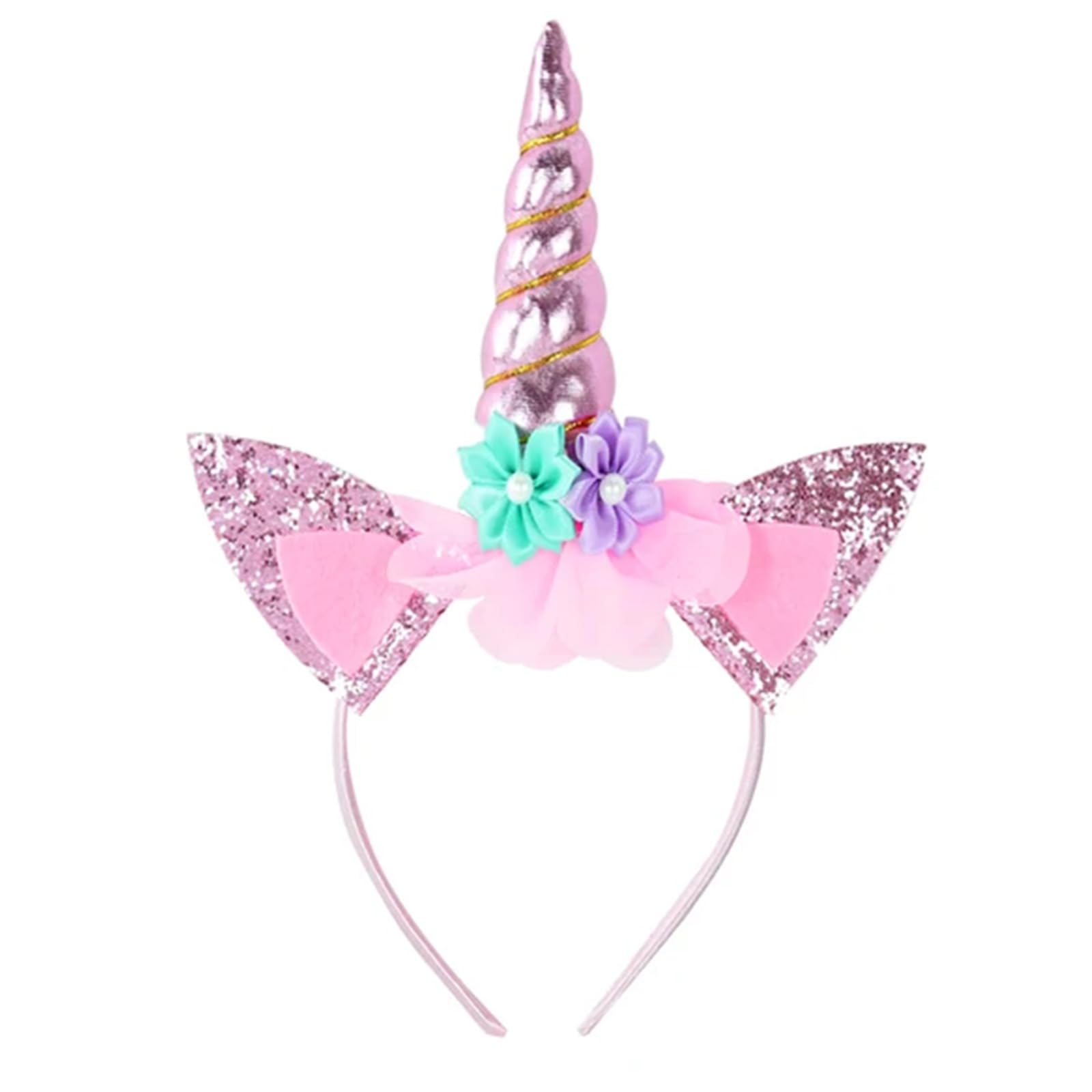 Sparkly Unicorn Horn Headband for Women & Girls - Glitter Hairband for Birthday Party, Halloween Costume, Cosplay, Festival & Fairy Tale Theme Events - Cute Hair Accessory for Dress Up & Photo Props