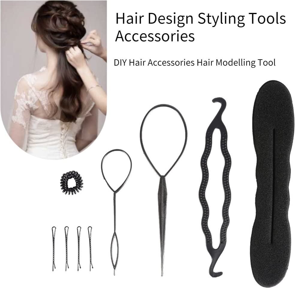 ZJchao 4/9PCS Hair Bun Maker & Braiding Styling Disk Tools Set - DIY Hair Accessories Kit with 3 Styles (2PCS & 9PCS) for Women & Girls - Perfect for Updos, Ponytails, and Special Occasion Hairstyles