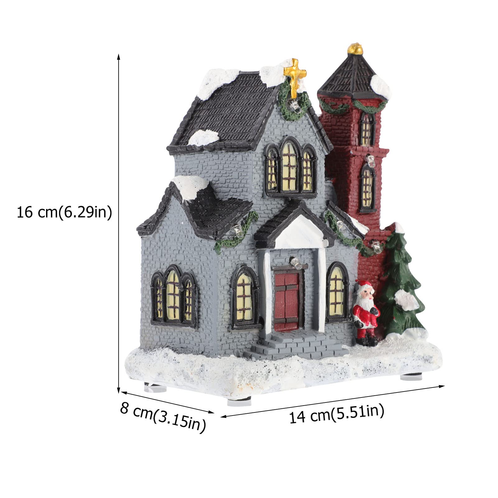 Uonlytech Christmas Resin Little House with LED Lights - Holiday Decor, Xmas Party Ornament, Glowing Villa Craft for Home, Tabletop, Gift & Festive Decorations