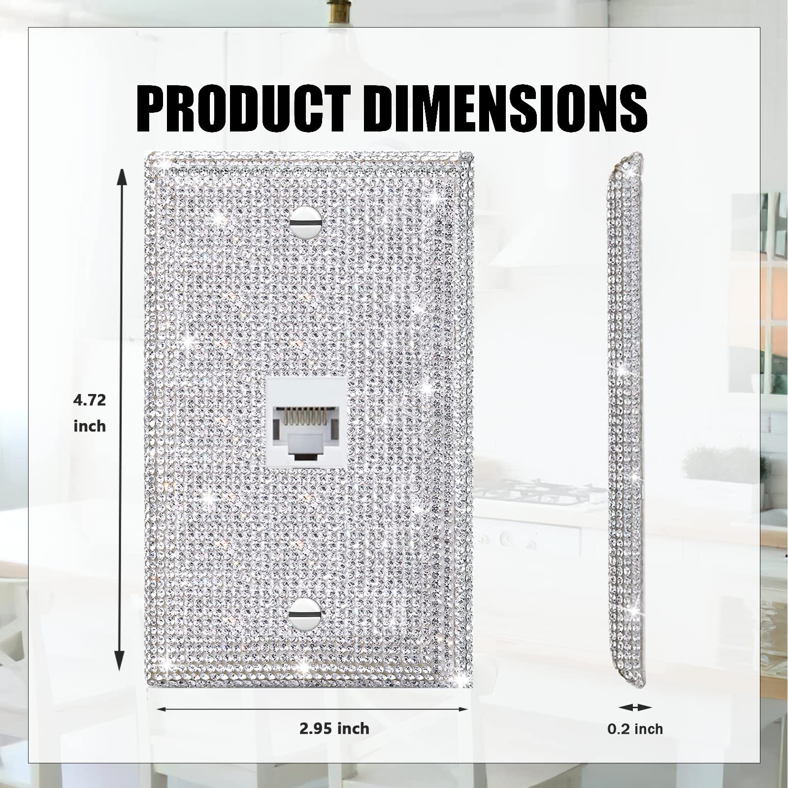 Shiny Silver Rhinestone Light Switch Cover Plate - Decorative Single Toggle Wall Plate for Electrical Outlets & Ethernet Ports - Perfect for Home Decor, Bedroom, Living Room, and Office